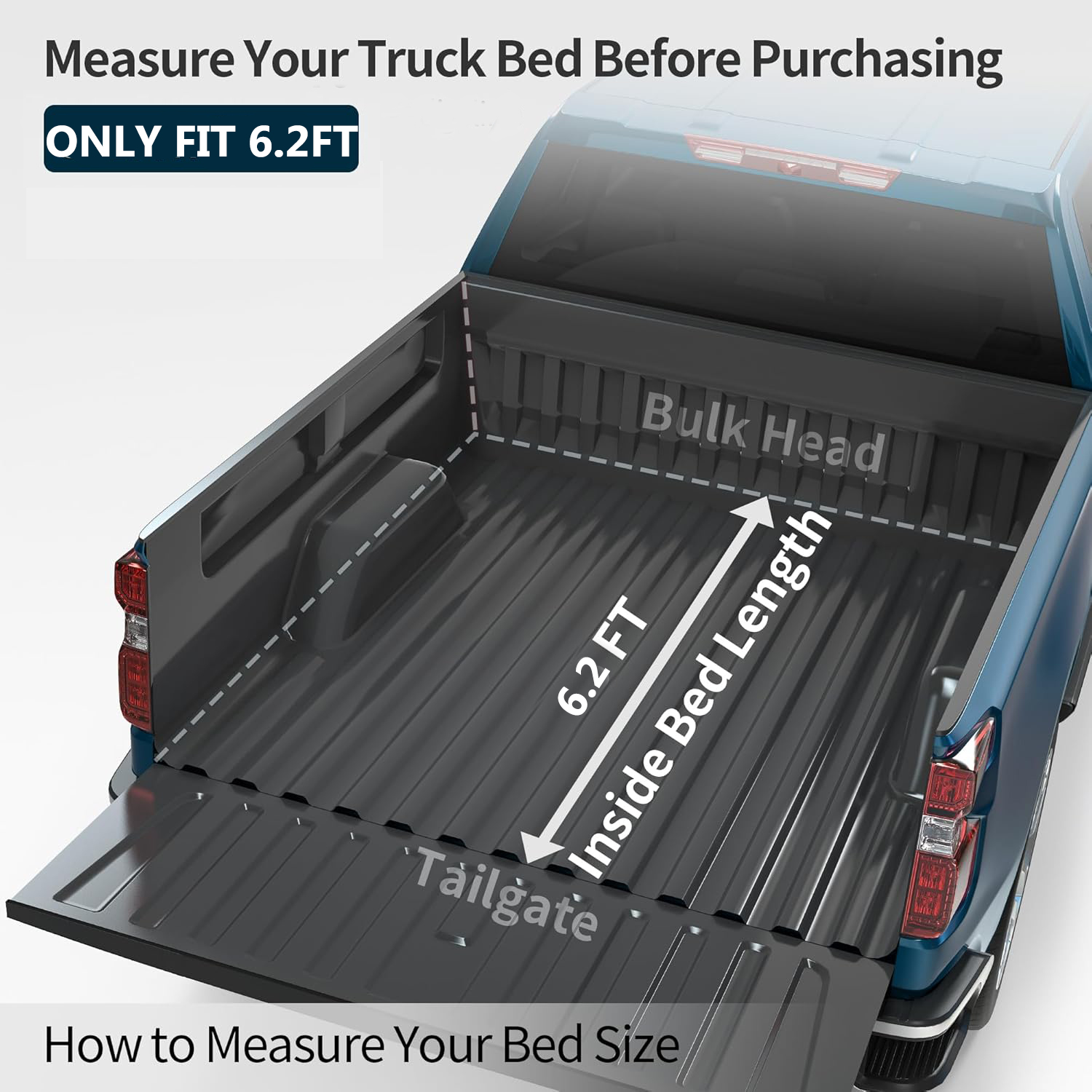 Side view of OEDRO 6.2FT FRP Hard Tri-fold Tonneau Cover Fold Truck Bed Covers Fits for Chevy Colorado/GMC Canyon 2015-2022 with 6.2 Feet Bed