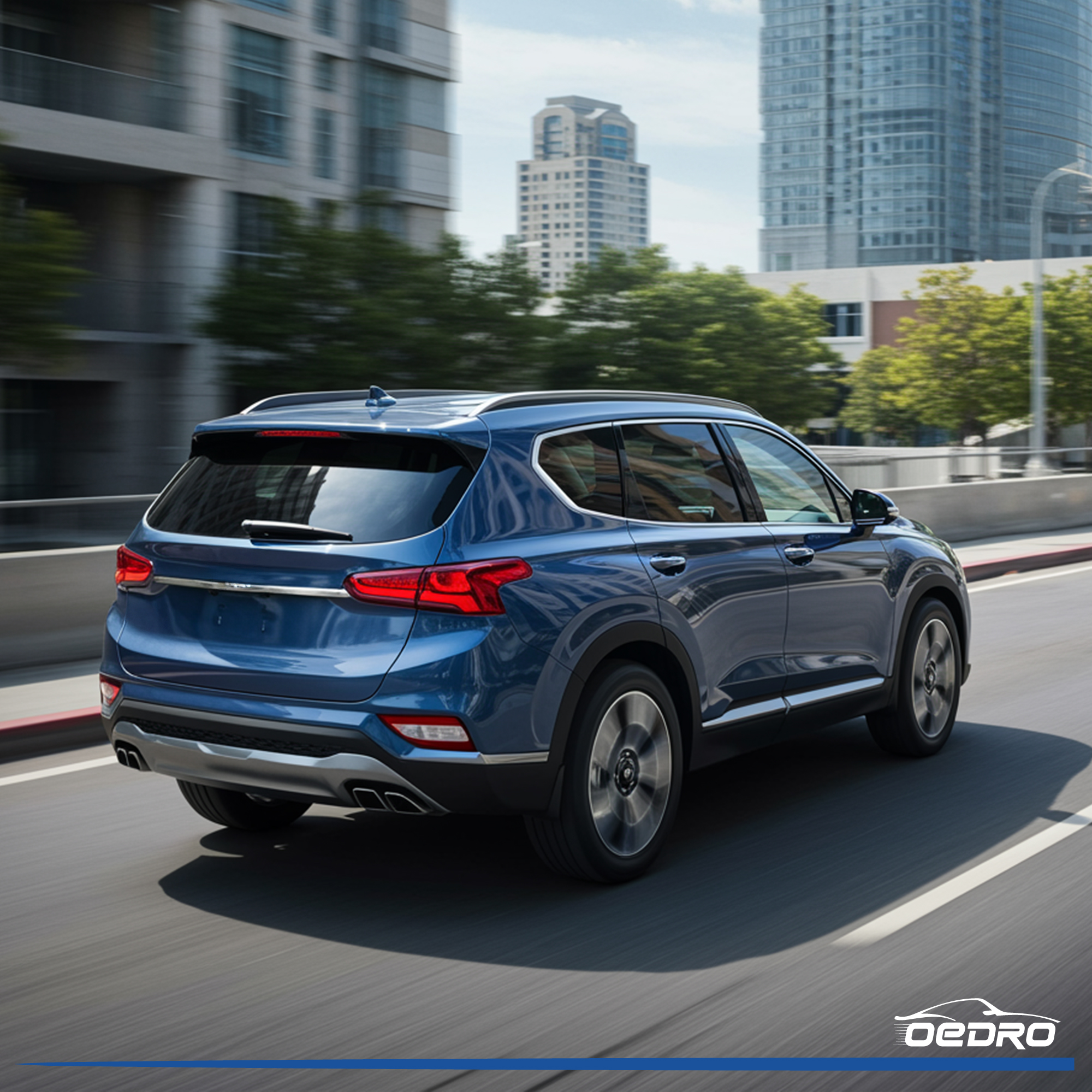 Side view of OEDRO Floor Mats for 2019-2020 Hyundai Santa Fe 5 Passenger Models, Black TPE All-Weather Guard Liner Set