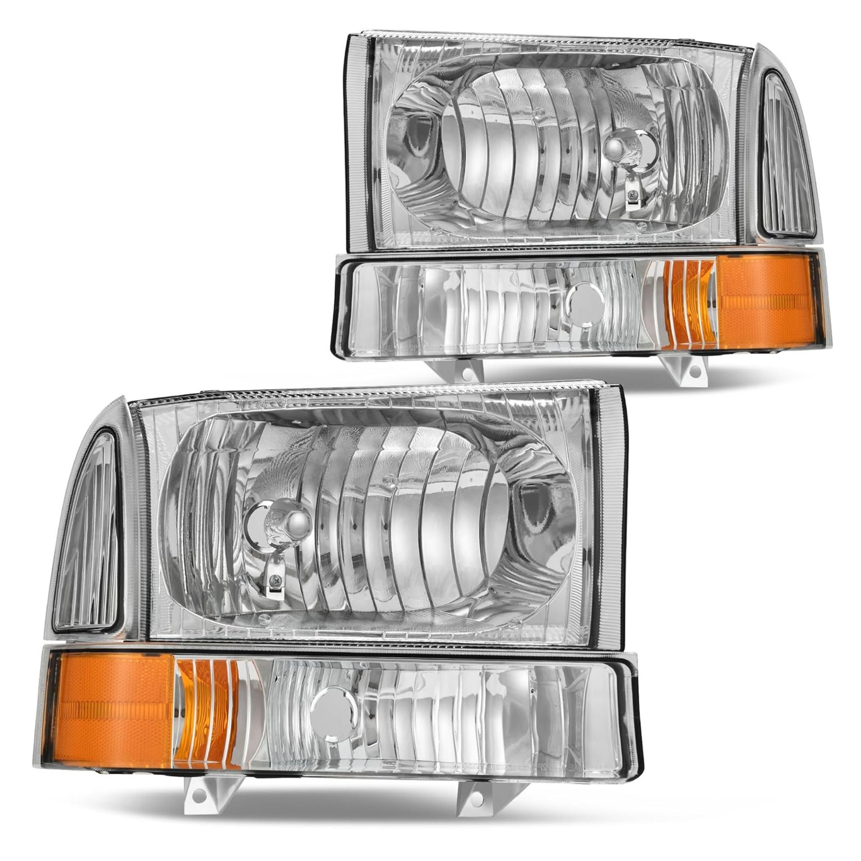 YITAMOTOR® 1999-2004 Ford F250 | F350 | F450 | F550 | Super Duty | Excursion Headlights Assembly Chrome Housing
