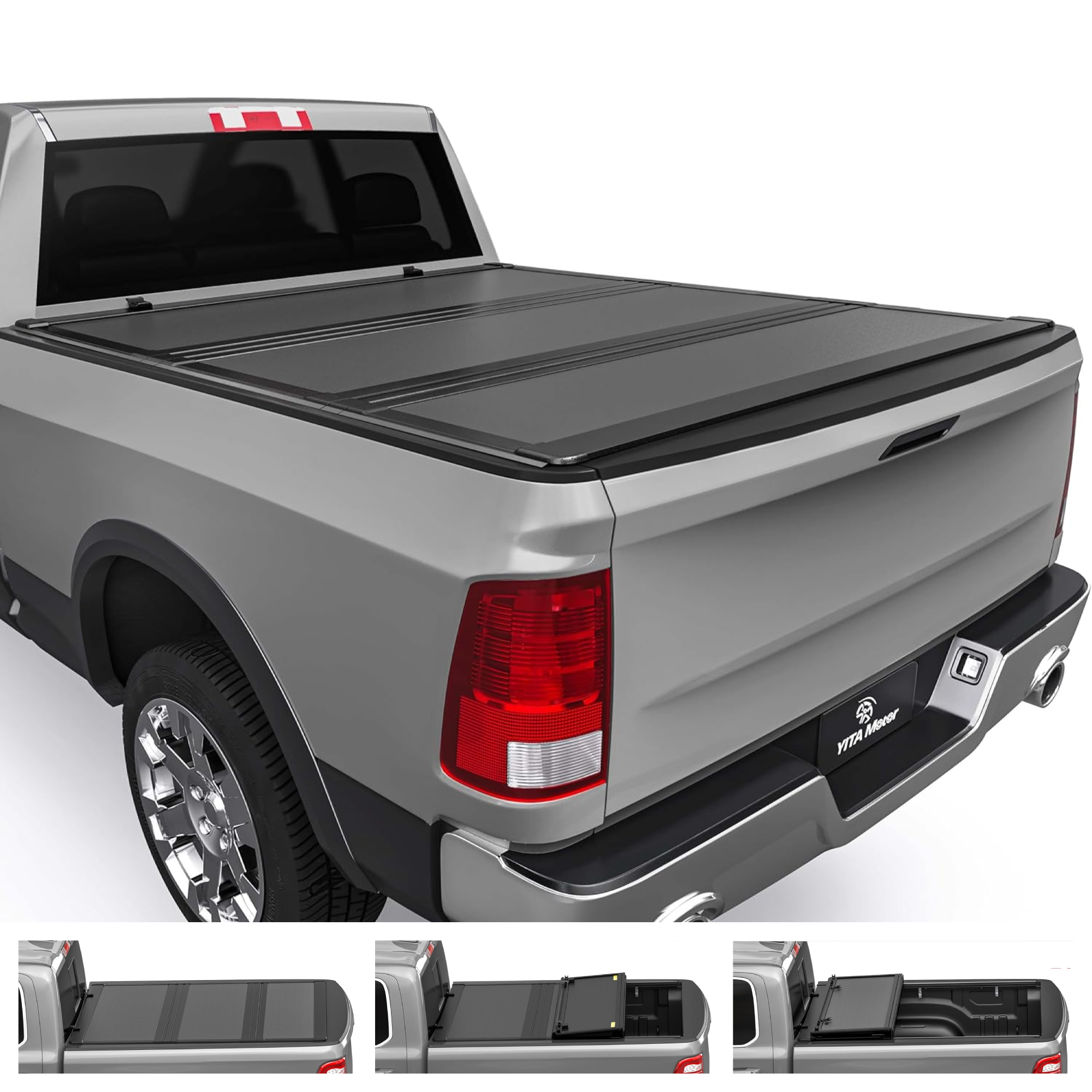 Side view of YITAMOTOR Low-Profile Hard Tri-Fold Tonneau Cover for 2019-2026 Ram 1500 New Body 6.4ft Bed (Without Rambox)