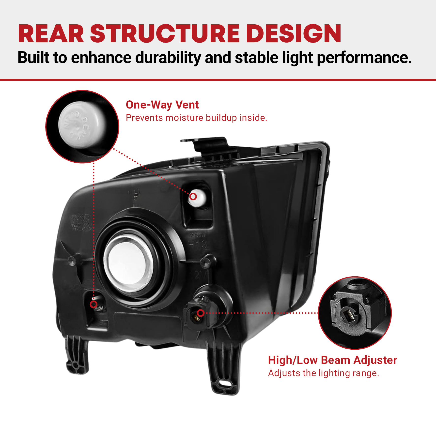 Side view of YITAMOTOR® Headlight Aseembly Compatible with 2005-2009 Ford Mustang Black Housing Clear Lens Driver and Passenger Side