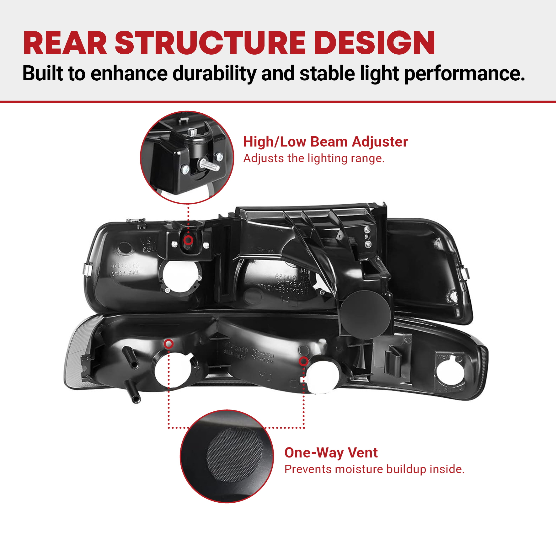 Side view of YITAMOTOR® 1999-2002 Chevy Silverado/2000-2006 Tahoe Suburban Headlights Assembly Smoke Lens