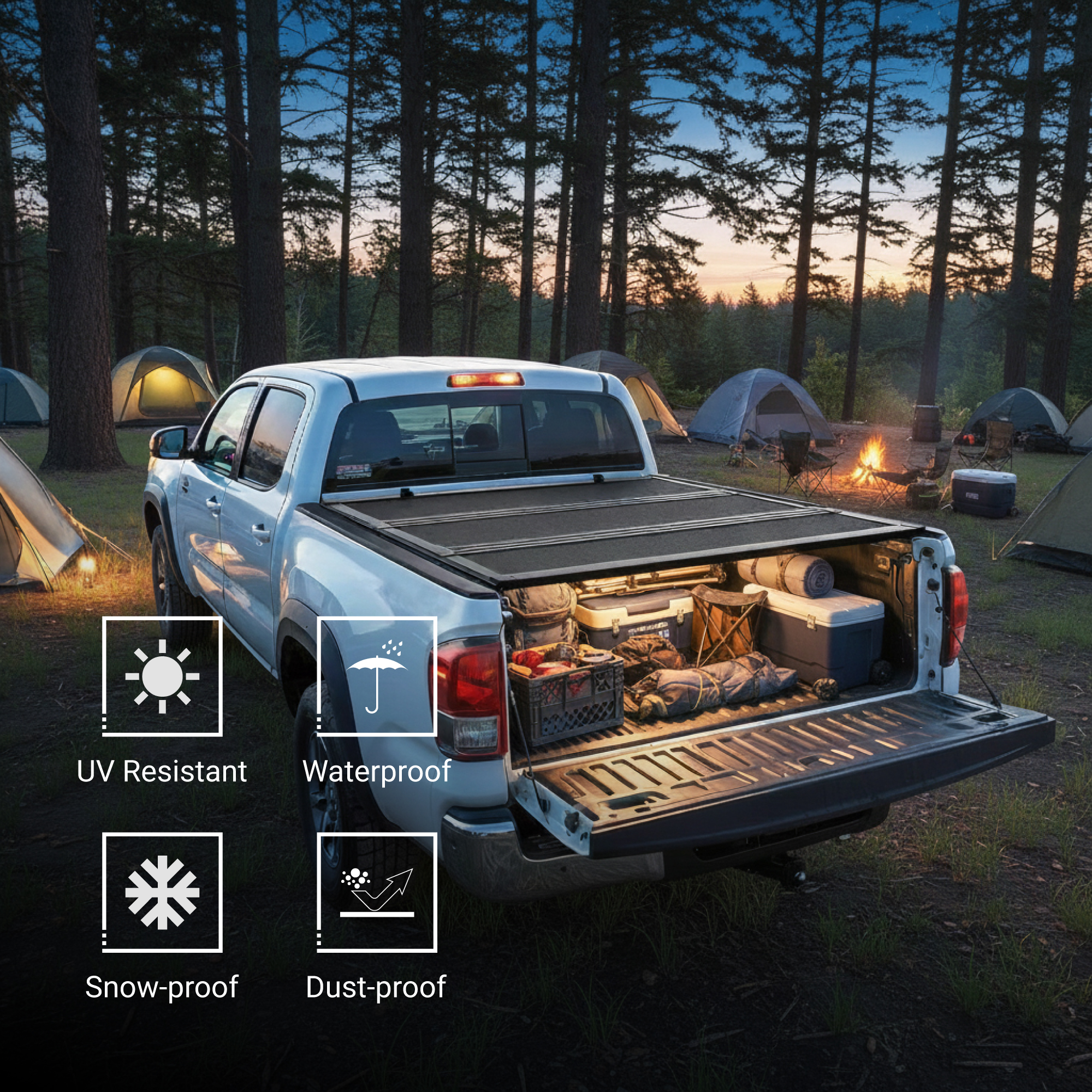 Side view of YITAMOTOR Low-Profile Hard Tri-Fold Tonneau Cover for 2019-2026 Ram 1500 New Body 6.4ft Bed (Without Rambox)