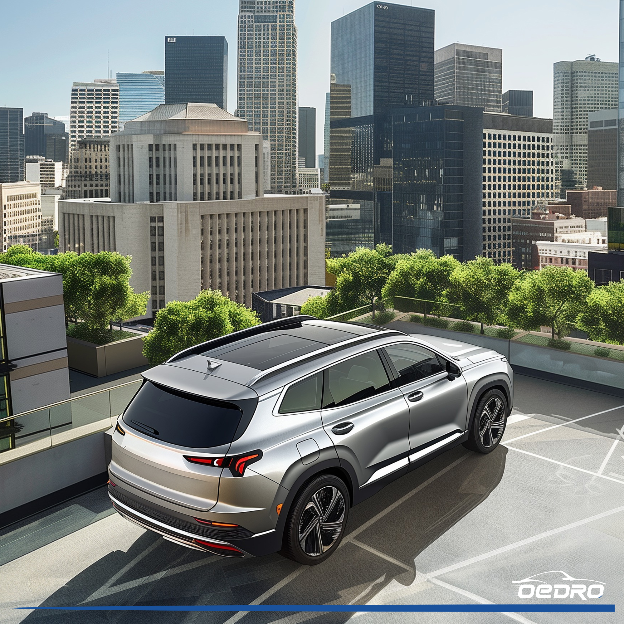 Side view of OEDRO Floor Mats for 2021-2023 Hyundai Santa Fe 5 Seat, TPE All-Weather Guard Front and Rear Row Full Set Liners
