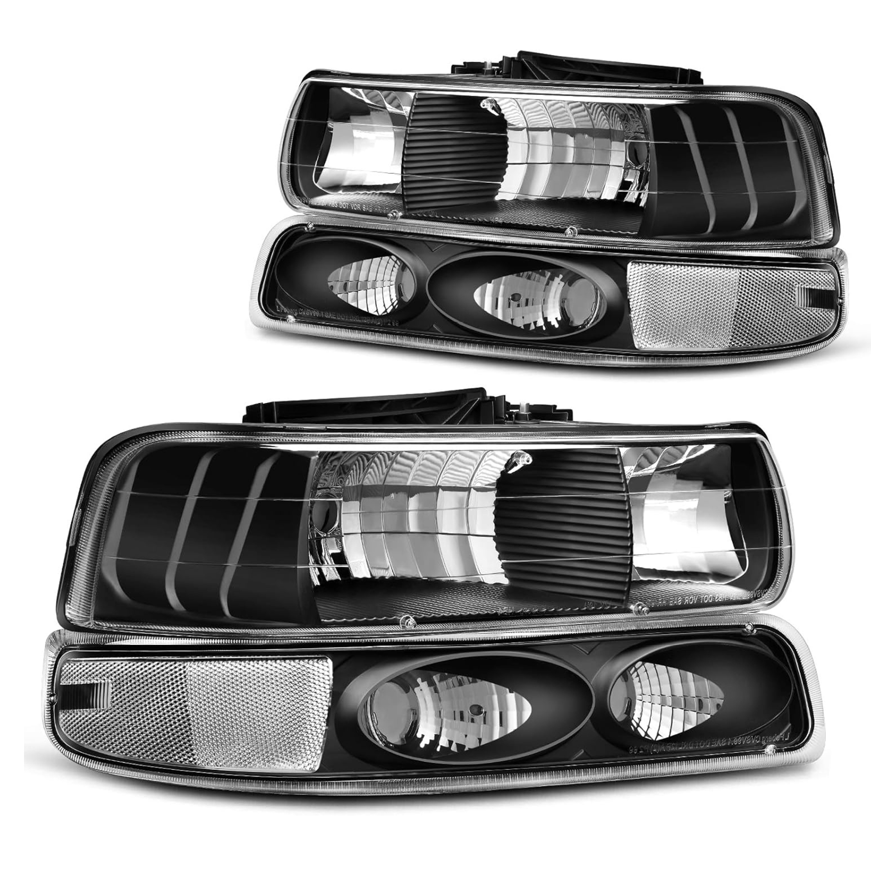 YITAMOTOR® 1999-2002 Chevy Silverado / 2000-2006 Tahoe Suburban Headlight Assembly Clear Reflector