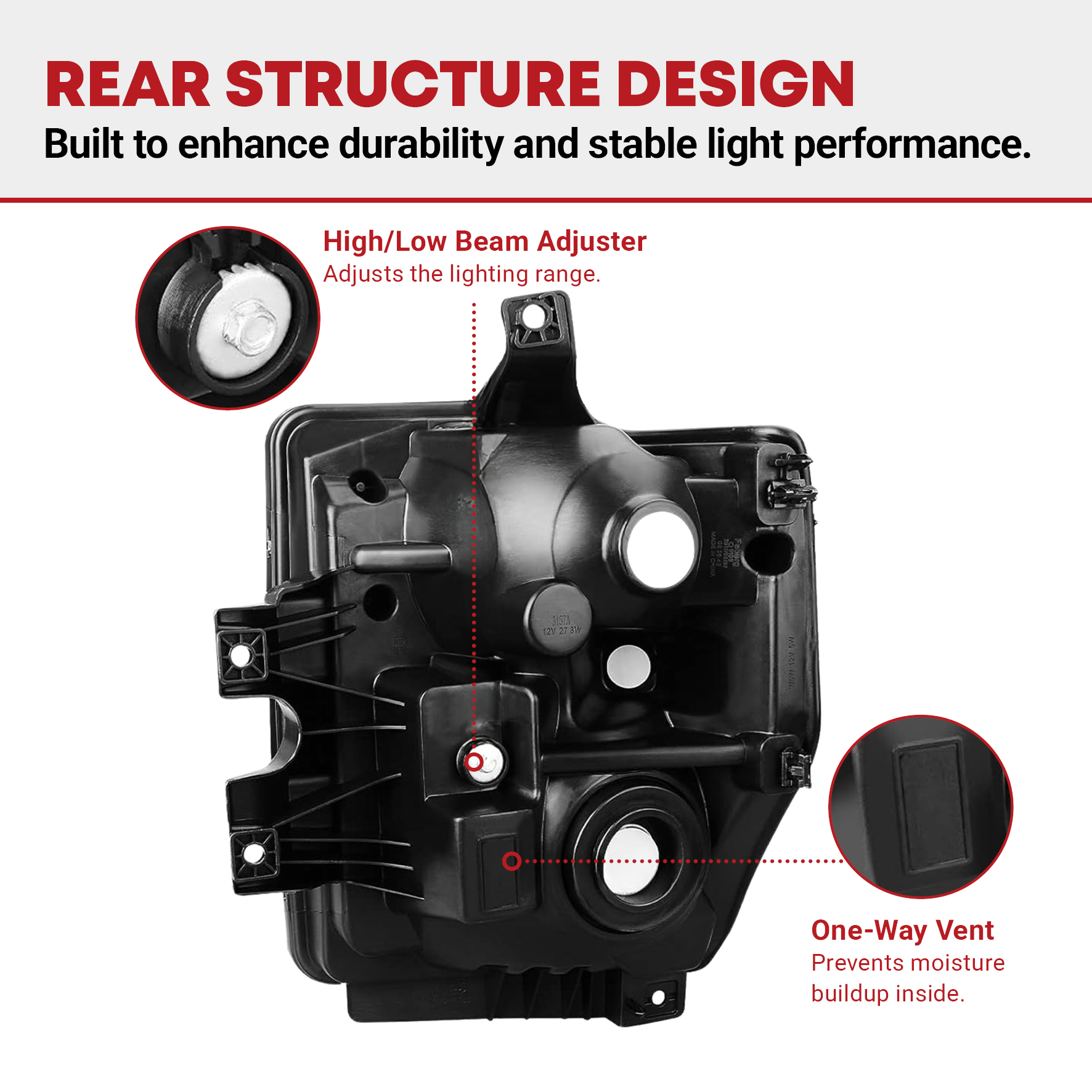 Side view of YITAMOTOR® 2008-2010 Ford Super duty Headlights Assembly Pair Black Housing Clear Lens Clear Reflector