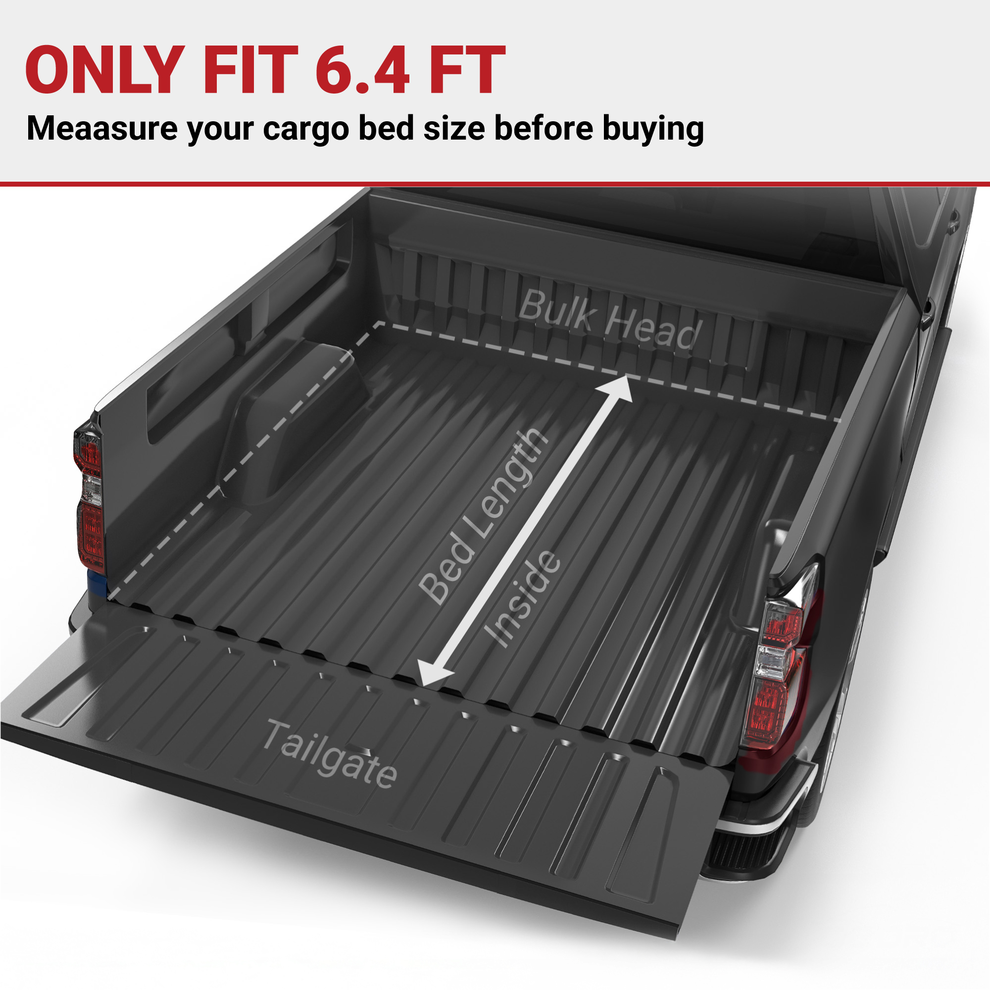 Side view of YITAMOTOR Low-Profile Hard Tri-Fold Tonneau Cover for 2019-2026 Ram 1500 New Body 6.4ft Bed (Without Rambox)