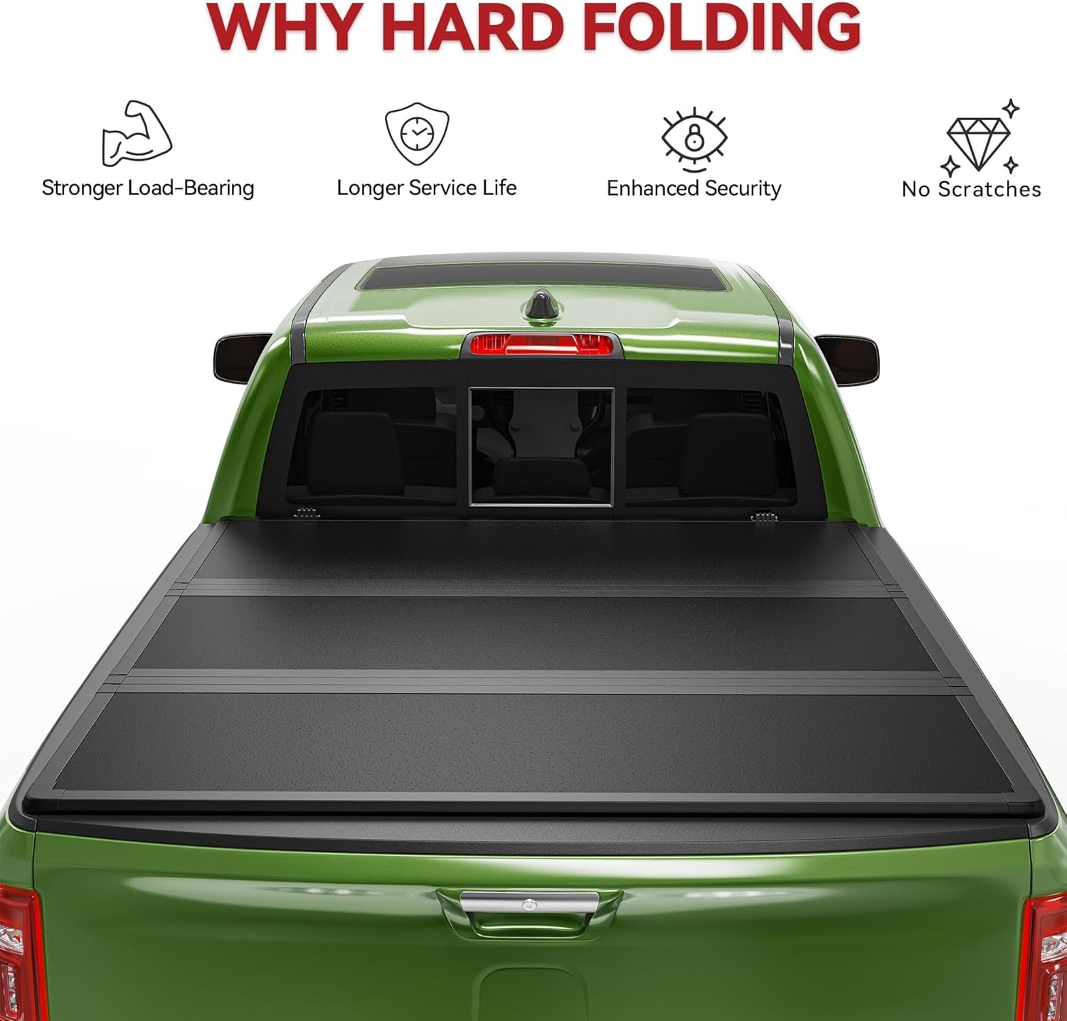 Side view of YITAMOTOR FRP Hard Tri-Fold Tonneau Cover for 2005-2015 Toyota Tacoma 6 ft Bed (Excl. Trail Edition)