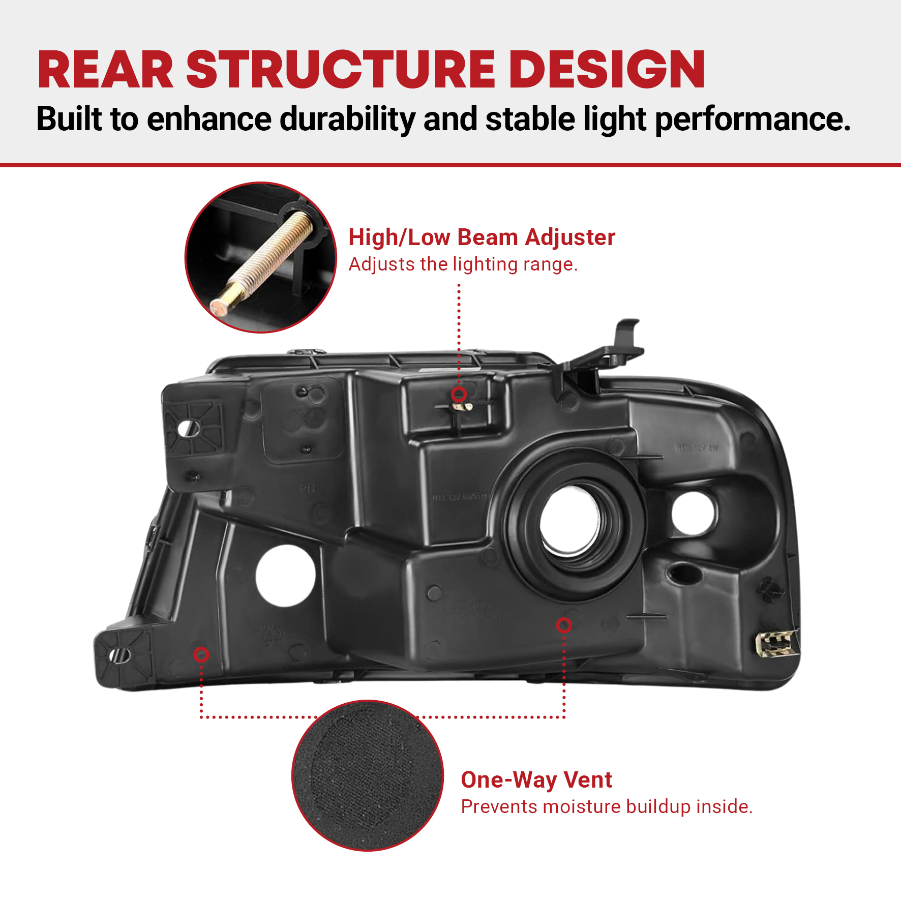 Side view of YITAMOTOR® Headlight Assembly Compatible with 2004 2005 2006 2007 2008 Ford F-150 Black Housing Clear Reflector Clear Lens Passenger and Driver side