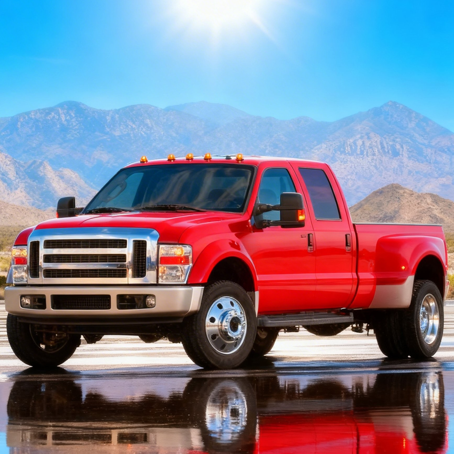 Side view of YITAMOTOR® 2008-2010 Ford F-250 F-350 F-450 F-550 Super Duty Headlights Assembly Chrome Housing