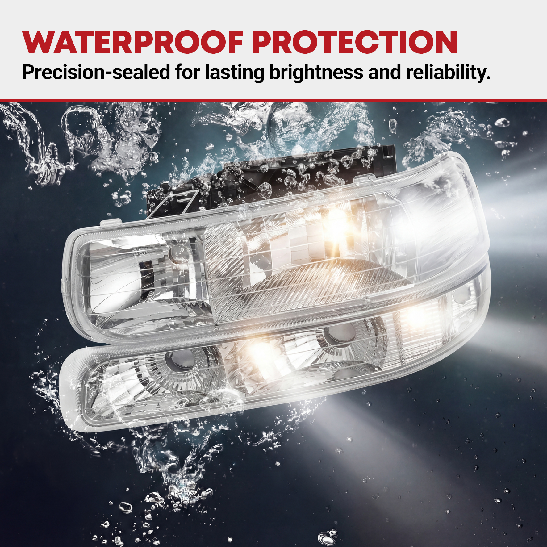 Side view of YITAMOTOR® 1999-2002 Chevy Silverado/2000-2006 Tahoe Suburban Headlights Assembly with Bumper Lights