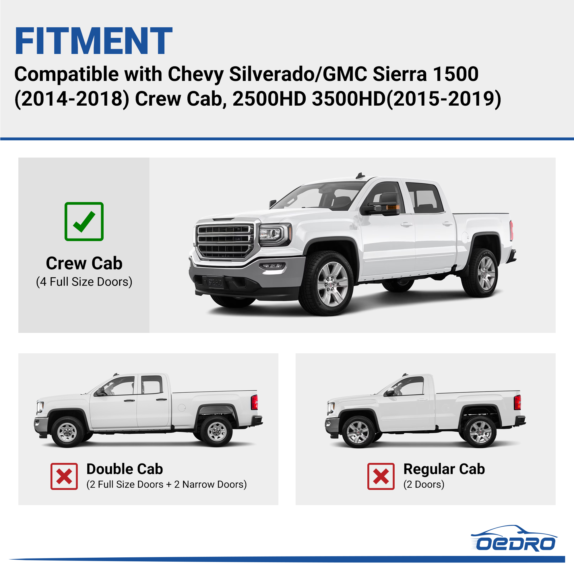Side view of OEDRO 2-in-1 Under Seat Storage Box for 2014-2018 Chevy Silverado/GMC Sierra 1500, 2015-2019 Silverado/Sierra 2500 3500 HD Crew Cab