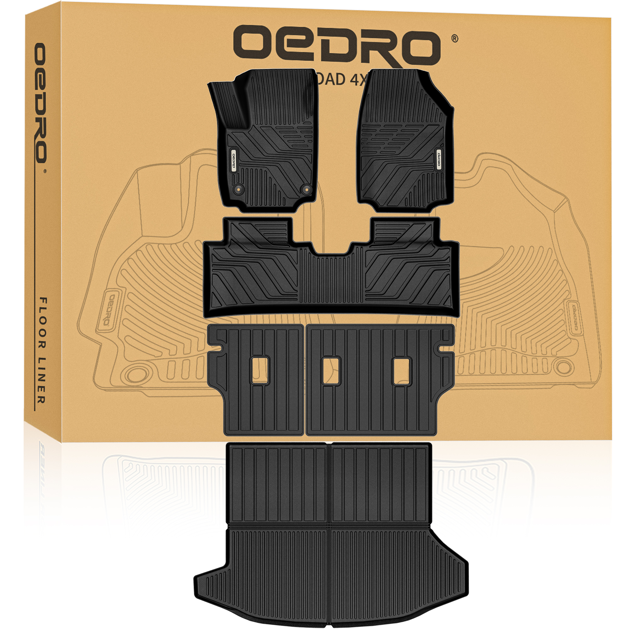 OEDRO Floor Mats for 2025-2026 Chevy Equinox (Gas Only) & GMC Terrain, Custom Fit TPE All-Weather Floor Liners & Cargo Mat with Backrest Protector Mat