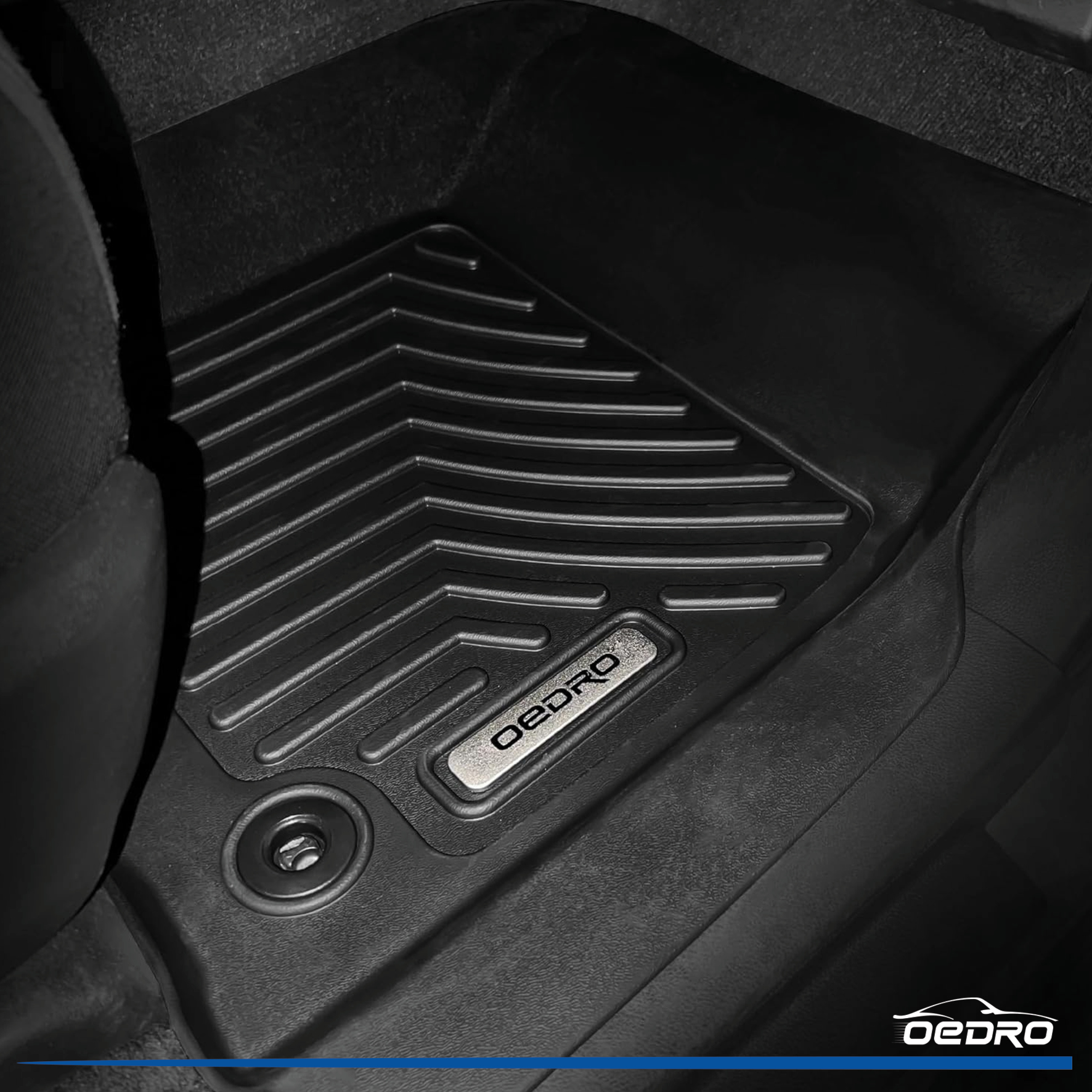 Side view of OEDRO® Floor Mats for 2022-2026 Toyota Tundra Double Cab, TPE All Weather Guard Front & Rear Full Set Liners
