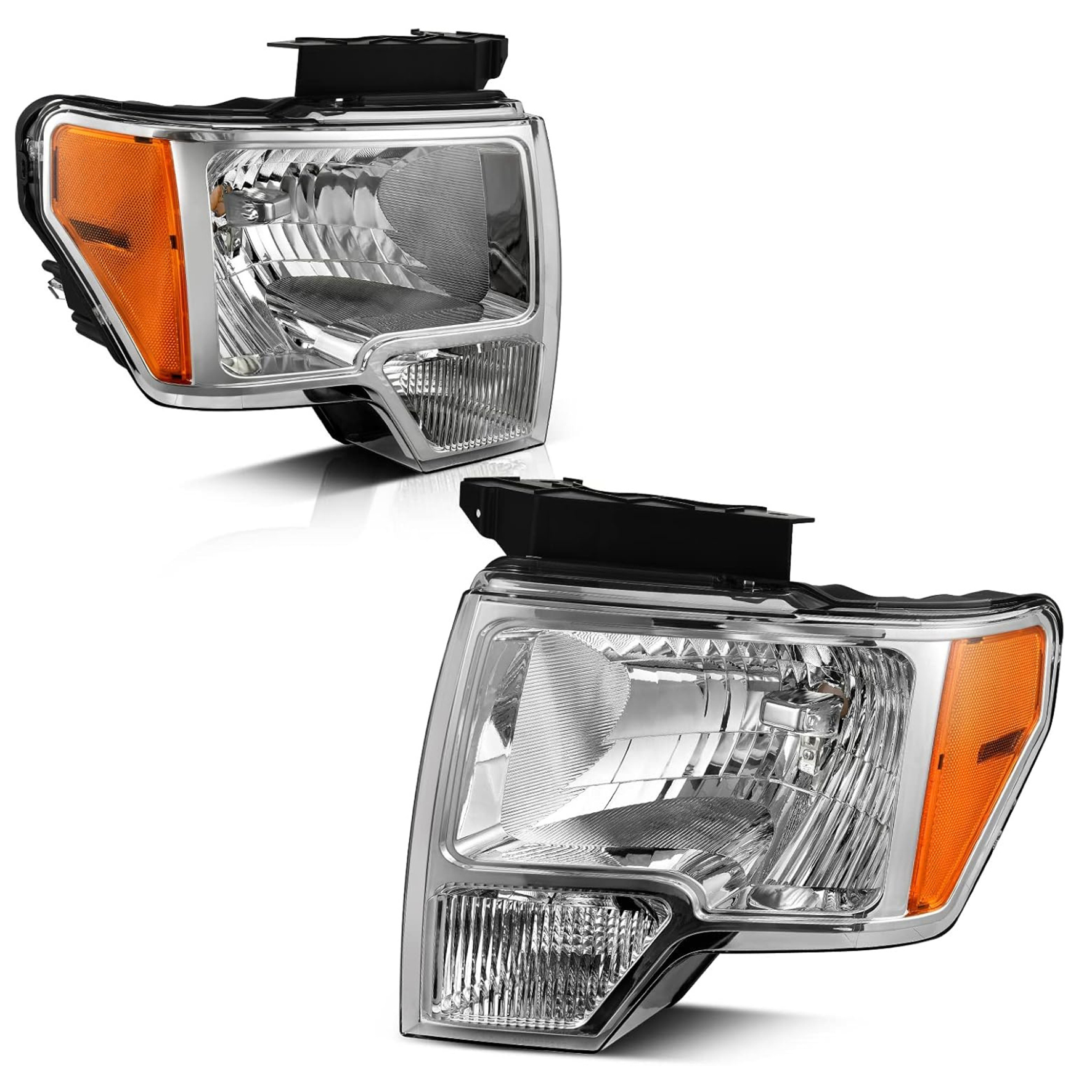 YITAMOTOR® 2009-2014 Ford F150 Pickup OE Headlamp Chrome Housing Clear Lens Headlight Assembly