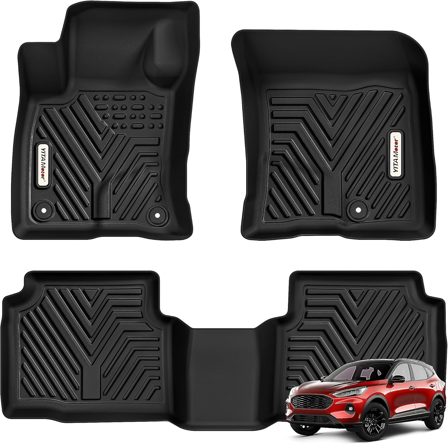 YITAMOTOR® Floor Mats for 2020-2026 Ford Escape NO Hybrid Floor Liners 1st & 2nd Row All-Weather Protection