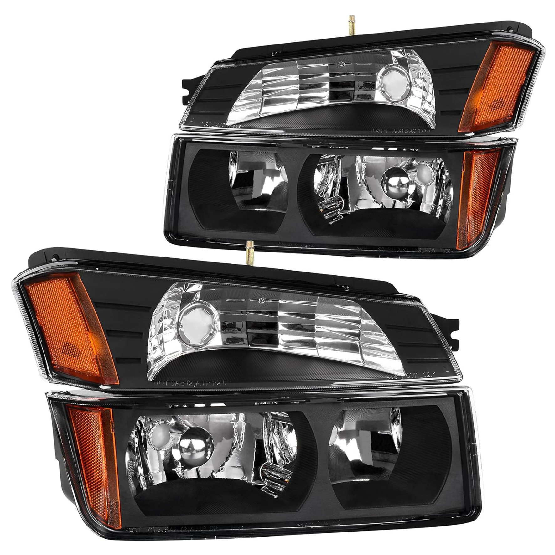 YITAMOTOR® Headlight Assembly for 2002-2006 Chevy Avalanche Pickup Black Housing with Body Cladding Models