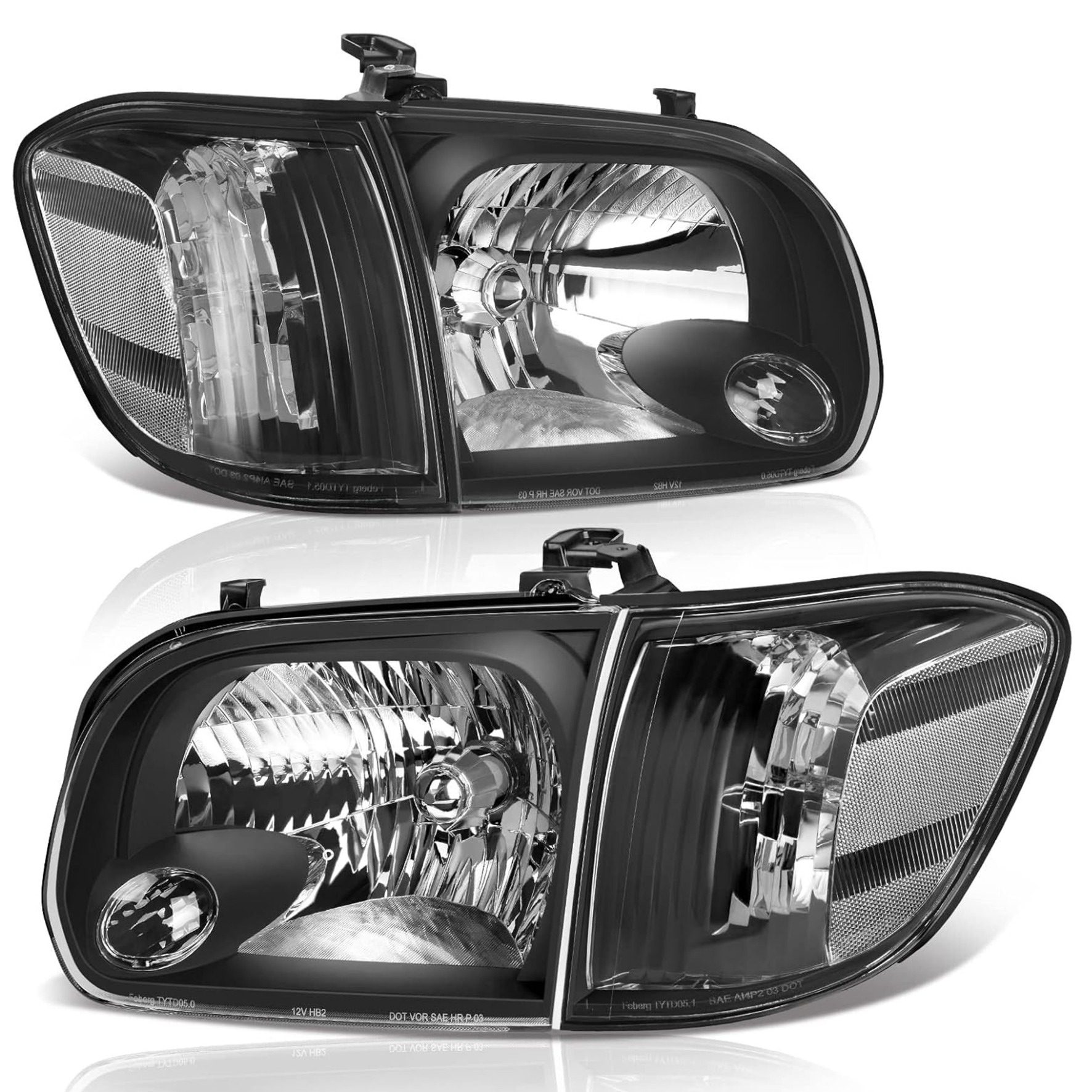 YITAMOTOR® Headlights For 2005-2006 Toyota Tundra 05-07 Sequoia Black housing Corner Lamps
