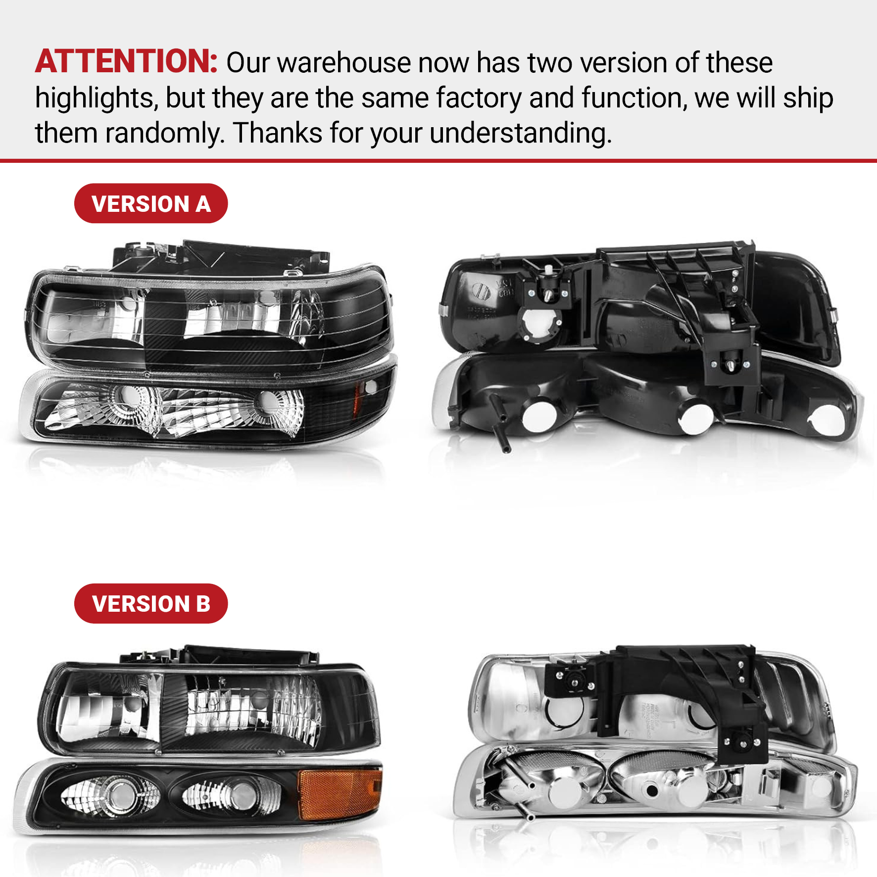 Side view of 1999-2002 Silverado LED Headlights Assembly for Headlight Replacement
