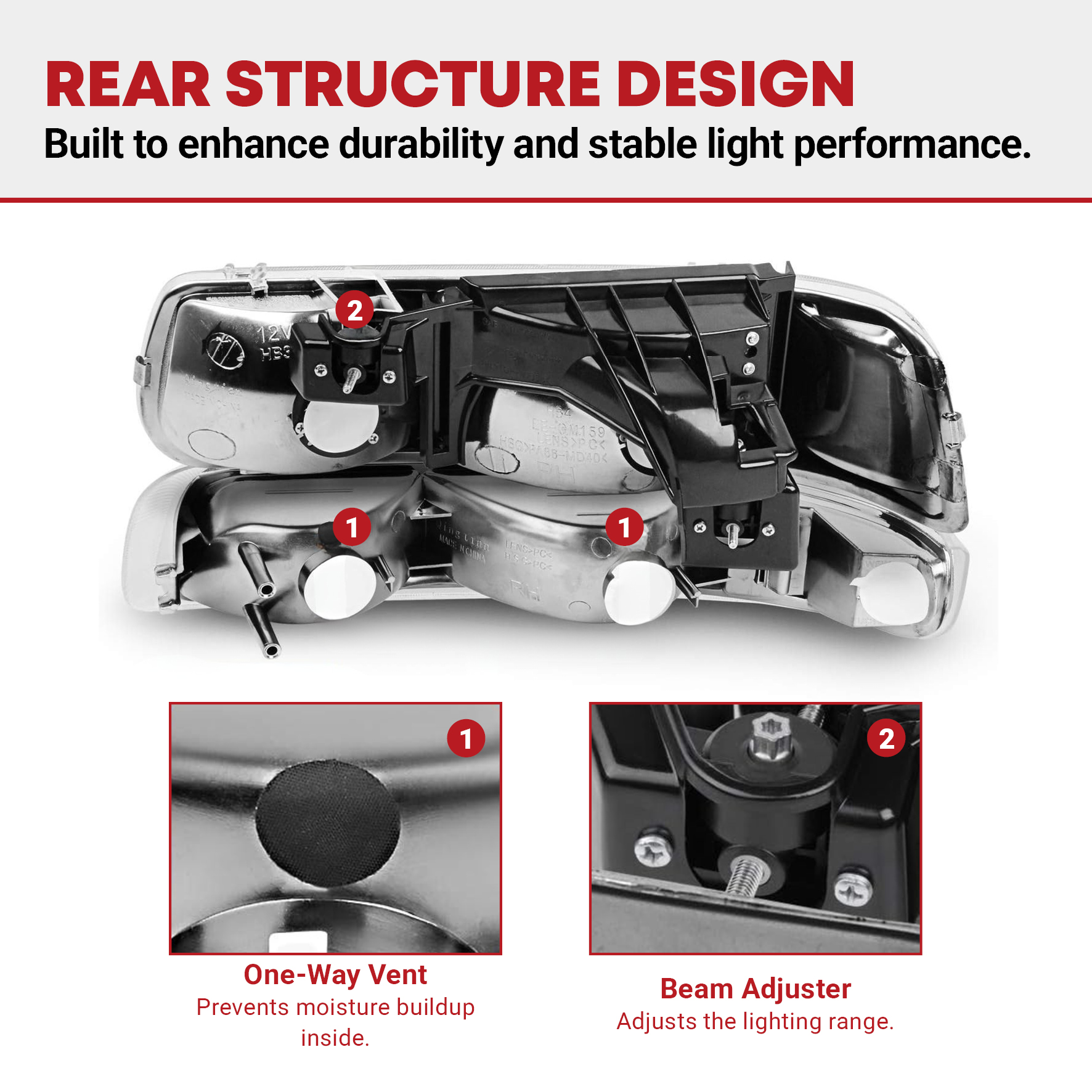 Side view of YITAMOTOR® 1999-2002 Chevy Silverado/2000-2006 Tahoe Suburban Headlight Assembly