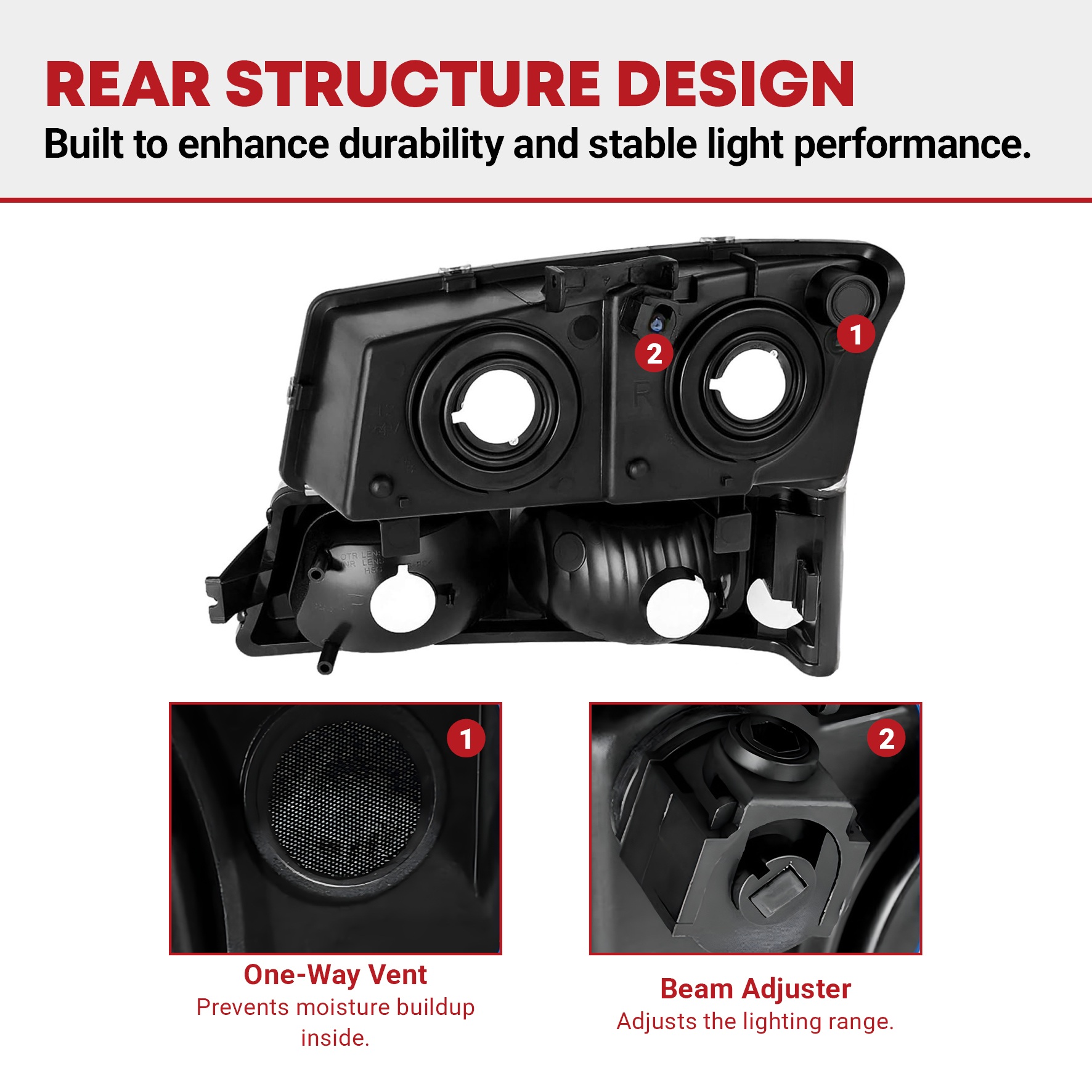 Side view of YITAMOTOR® 2003-2007 Chevy Silverado Avalanche Headlights