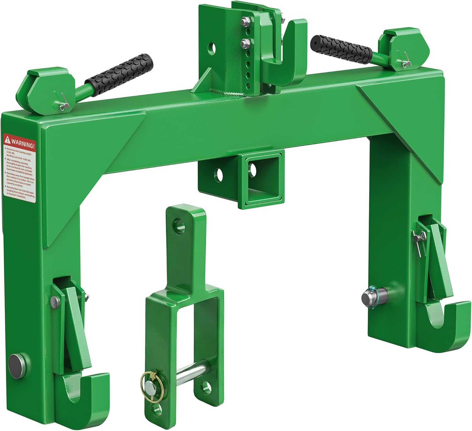 YITAMOTOR 3 Point Quick Hitch Green with 2" Receiver for Category 1 Tractors | 3000 lbs Capacity, 5-Level Adjustable Bolt