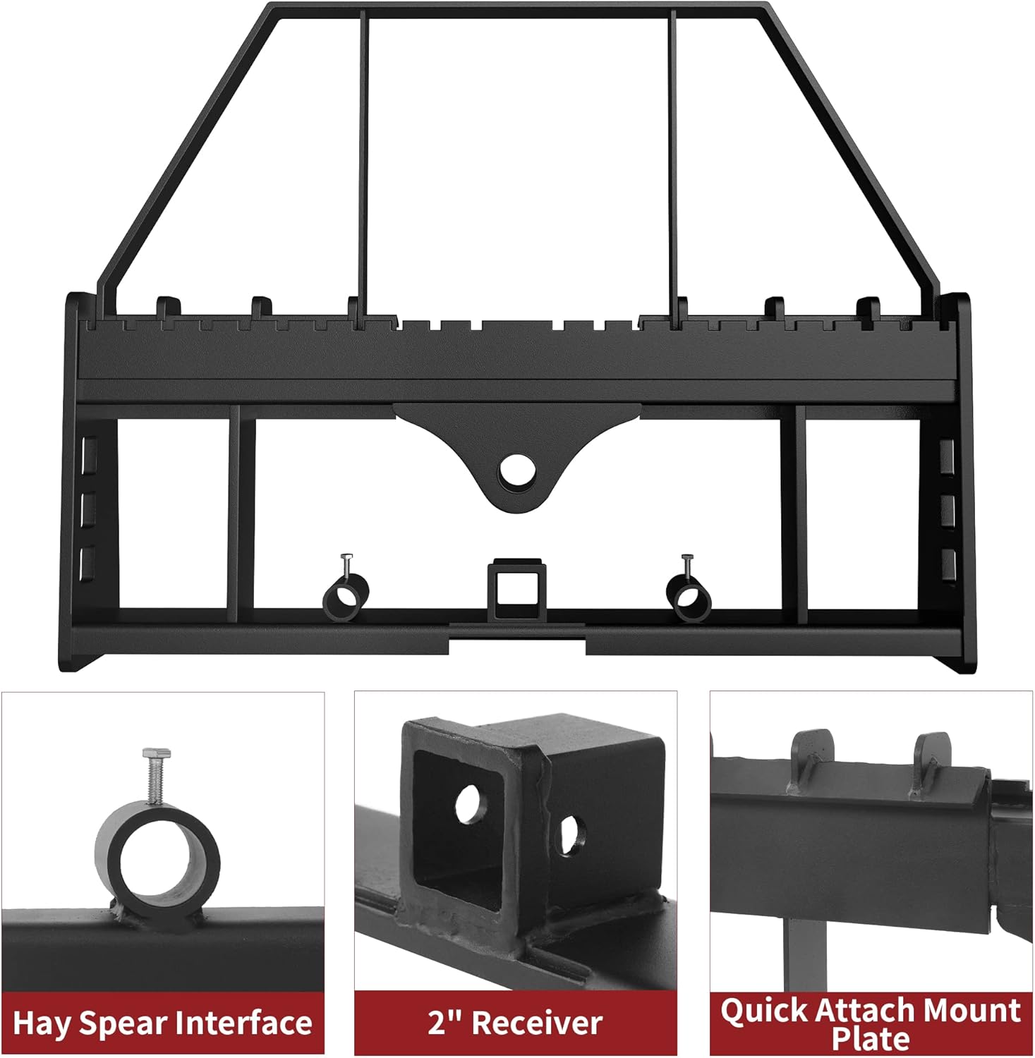 Side view of YITAMOTOR 2500 lbs Skid Steer Pallet Fork Attachment | 45" Frame, 42" Blades, Quick Tach