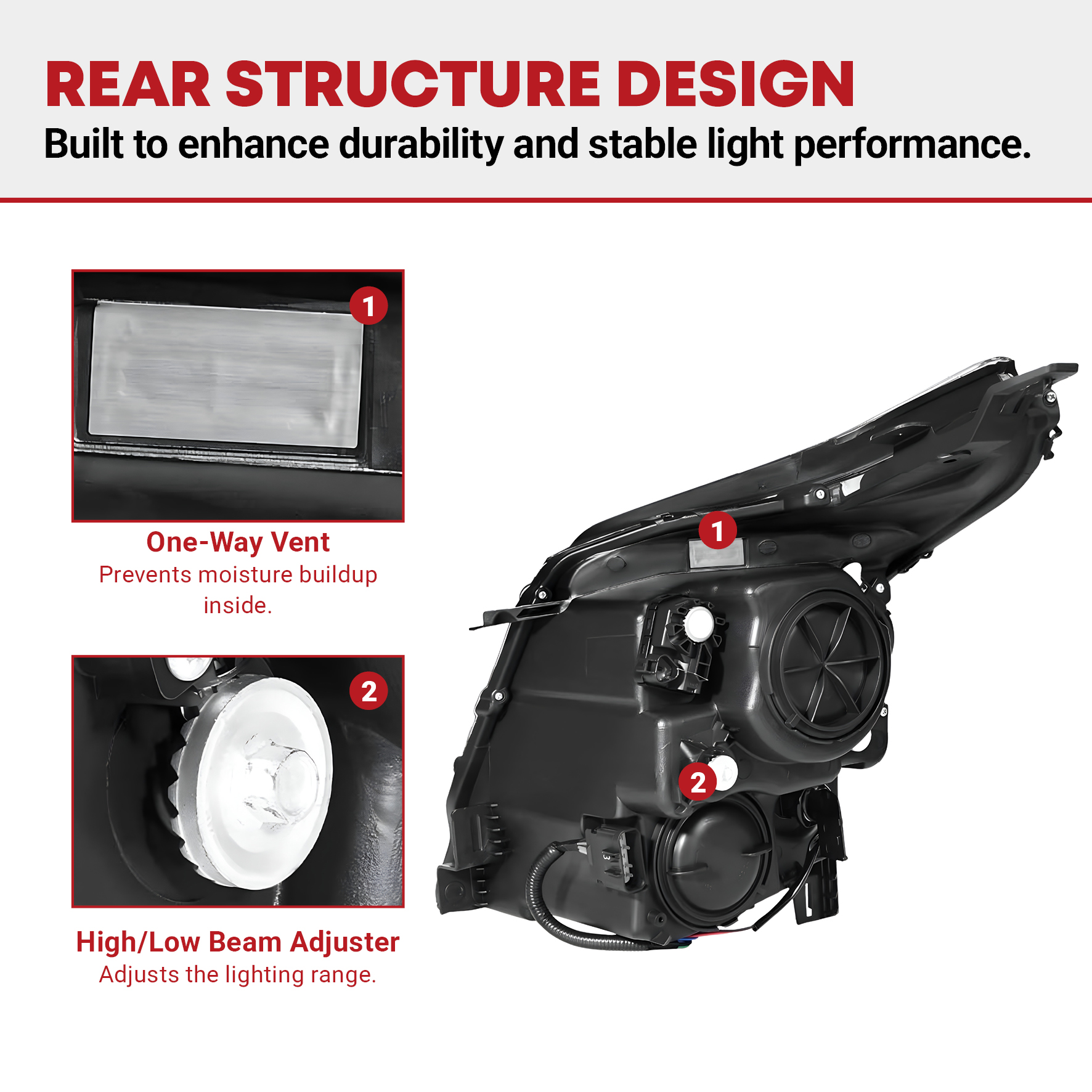 Side view of YITAMOTOR® Headlights Assembly Compatible with 2010 2011 2012 2013 2014 2015 2016 Cadillac SRX OE Projector Headlamp (Driver&Passenger Side)