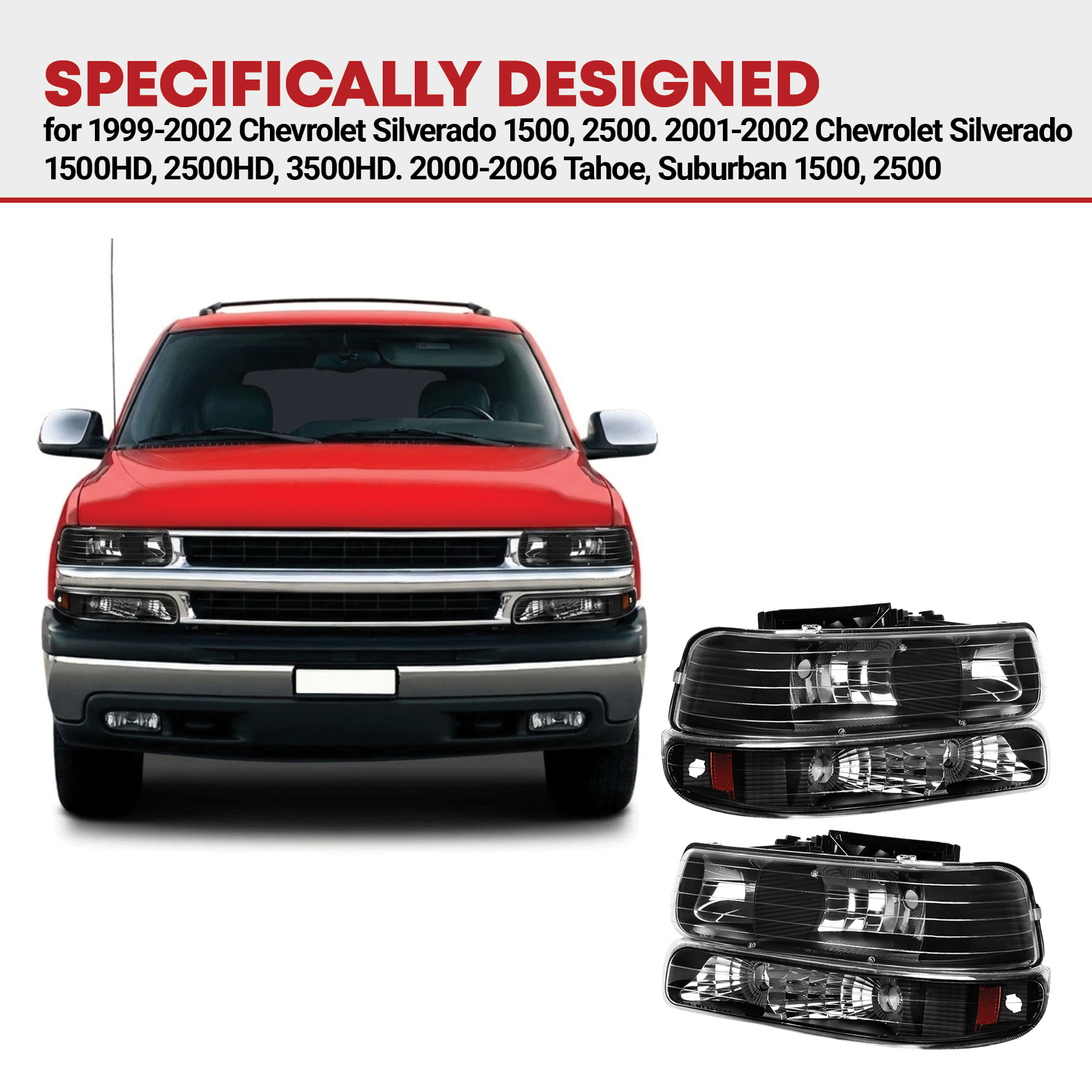 Side view of 1999-2002 Silverado LED Headlights Assembly for Headlight Replacement