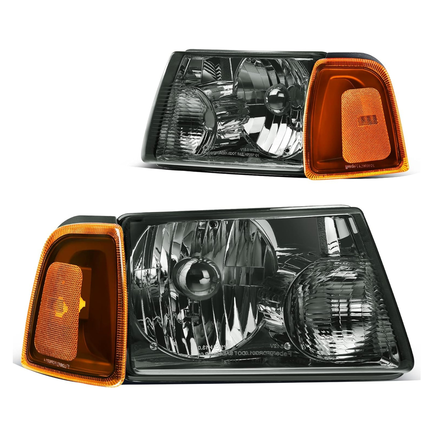 YITAMOTOR® Headlight Assembly For 2001-2011 Ford Ranger Chrome Smoke Lens Corner Headlamps