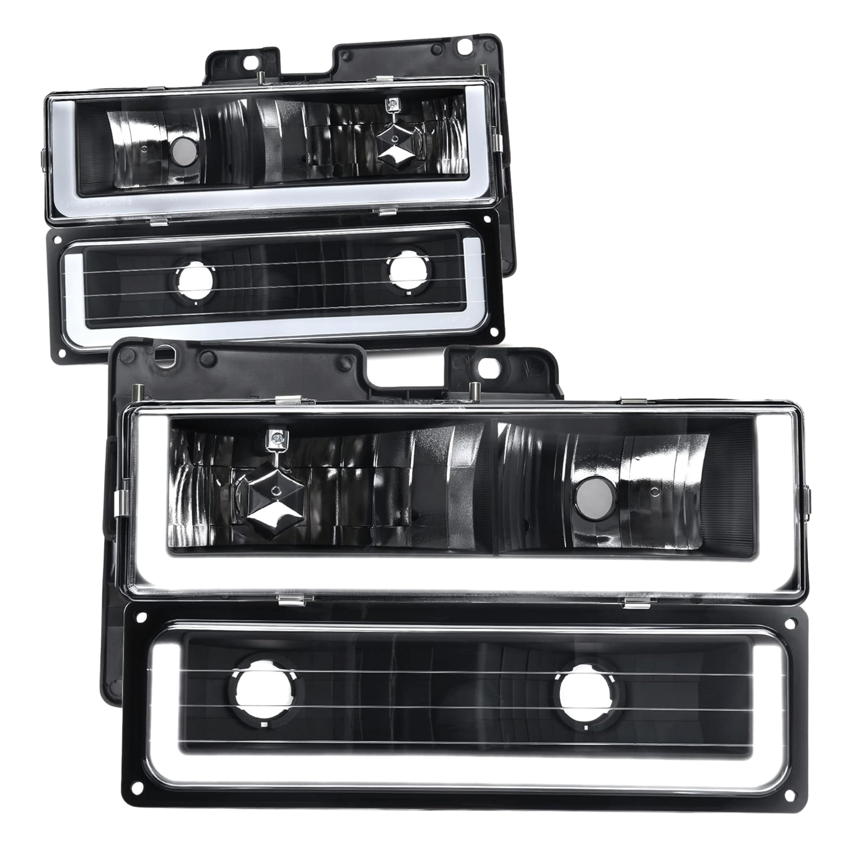 YITAMOTOR® LED DRL Headlights Assembly Compatible with 1990-1999 Chevy C/K C10 Suburban Tahoe GMC Yukon Headlight Headlamp Replacement Pair with Dayti