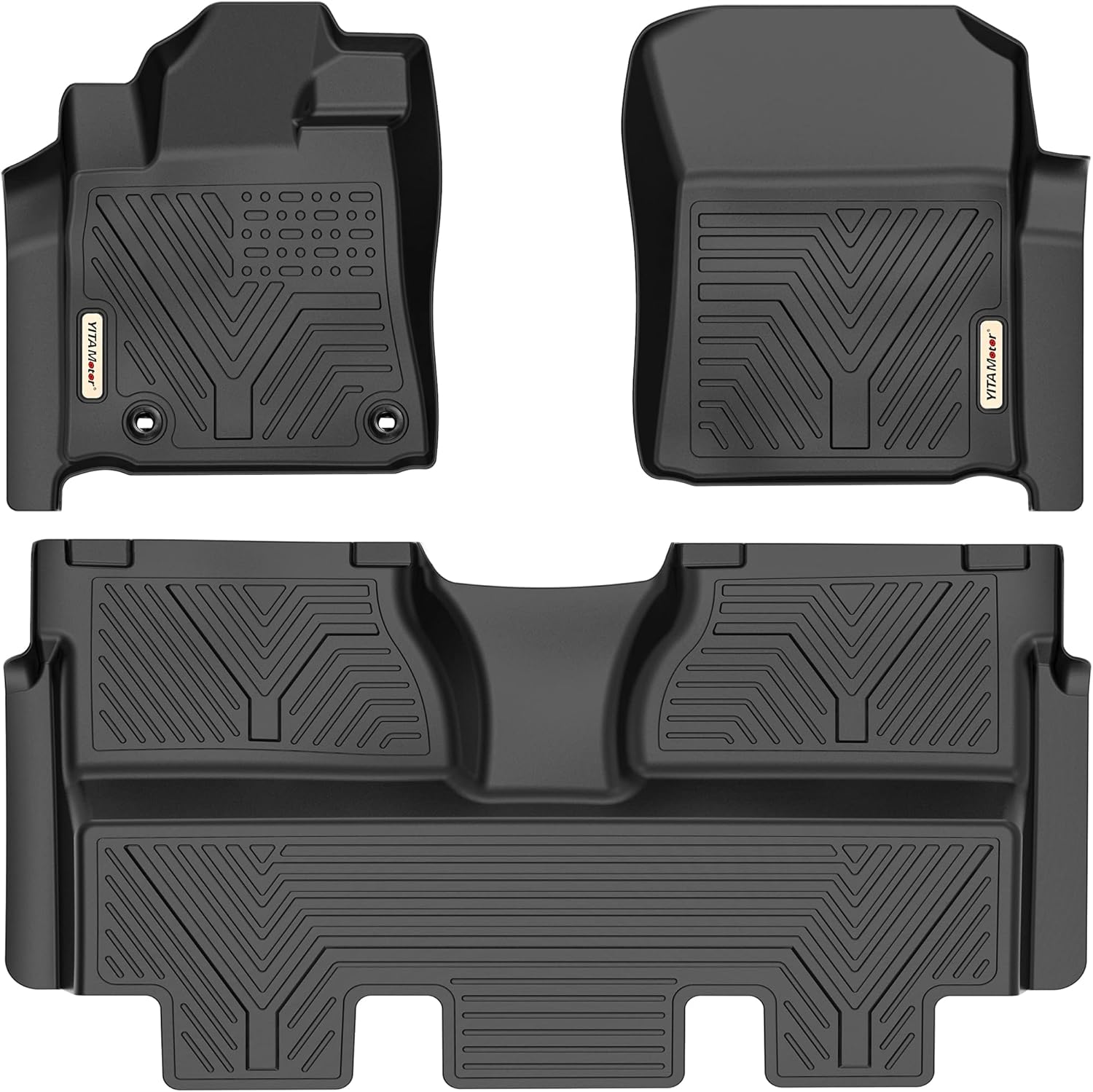 YITAMOTOR Gen2 TPE Floor Mats for 2014-2021 Toyota Tundra CrewMax | Full 2-Row Set w/ Rear Under-Seat Coverage