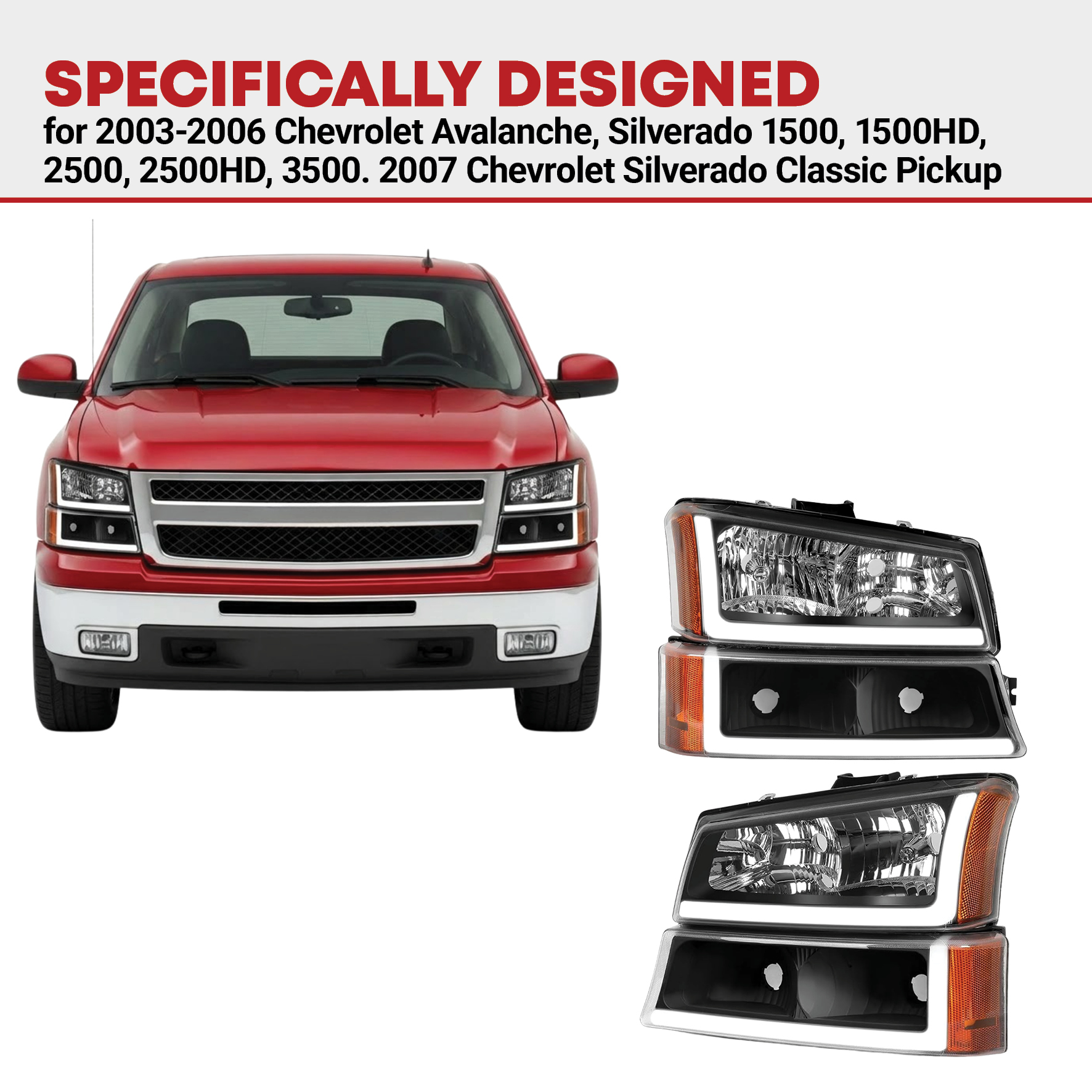 Side view of YITAMOTOR® 2003-2006 Chevy Silverado W/ LED DRL Headlights