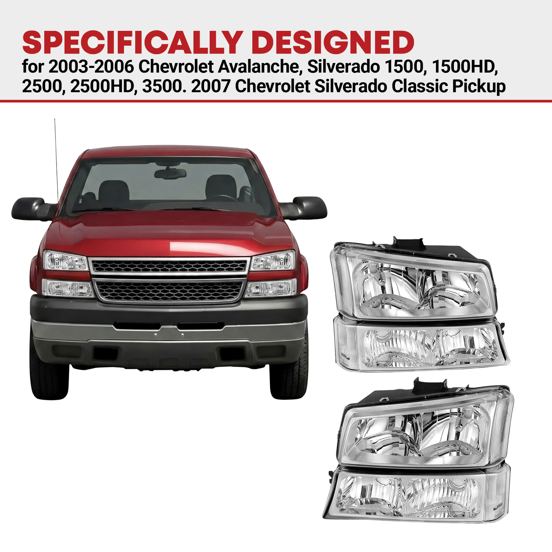 Side view of YITAMOTOR® 2003-2007 Chevy Silverado Avalanche Headlights