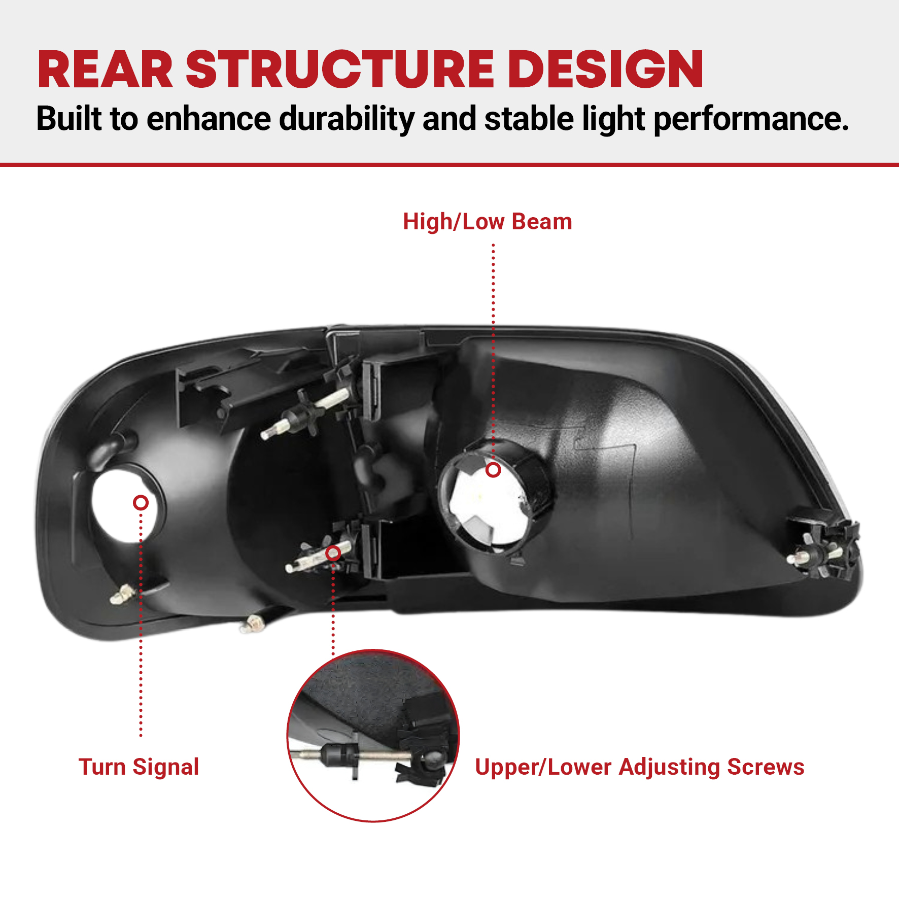 Side view of YITAMOTOR® 1997-2003 Ford F-150 Pickup / 1997-2002 Ford Expedition Headlight Assembly Headlamp with Corner Light