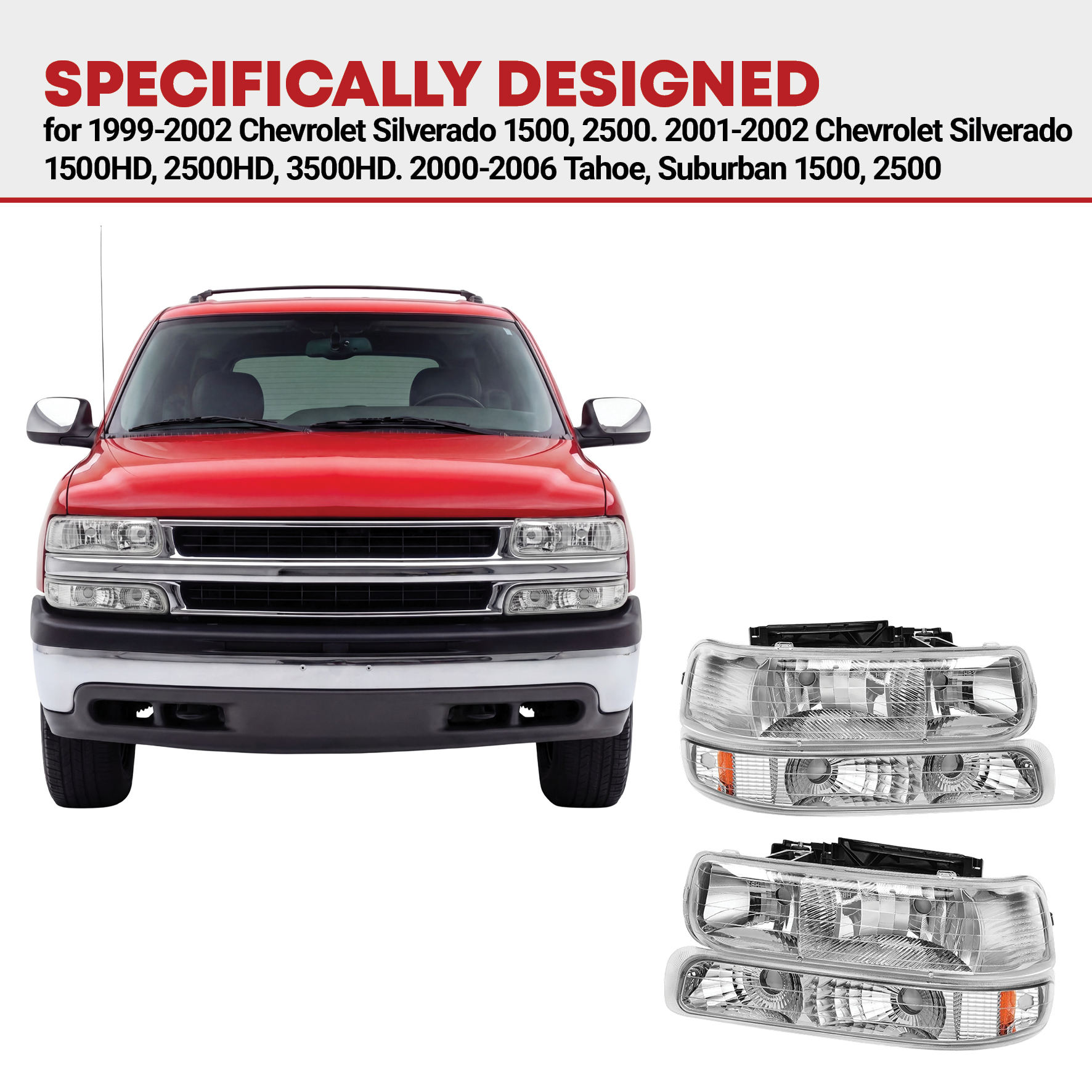 Side view of YITAMOTOR® 1999-2002 Chevy Silverado/2000-2006 Tahoe Suburban Headlight Assembly