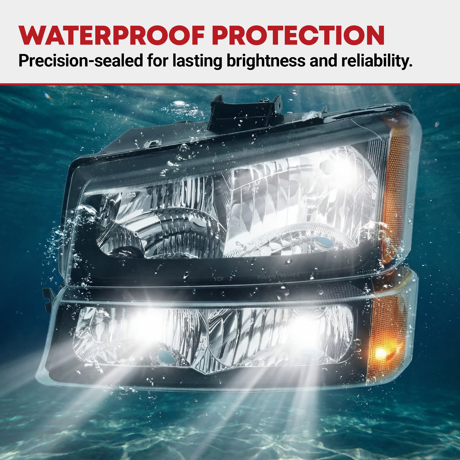 Side view of YITAMOTOR® 2003-2007 Chevy Silverado Headlight Assembly Black Housing Amber Side + Bumper Headlights Lamps
