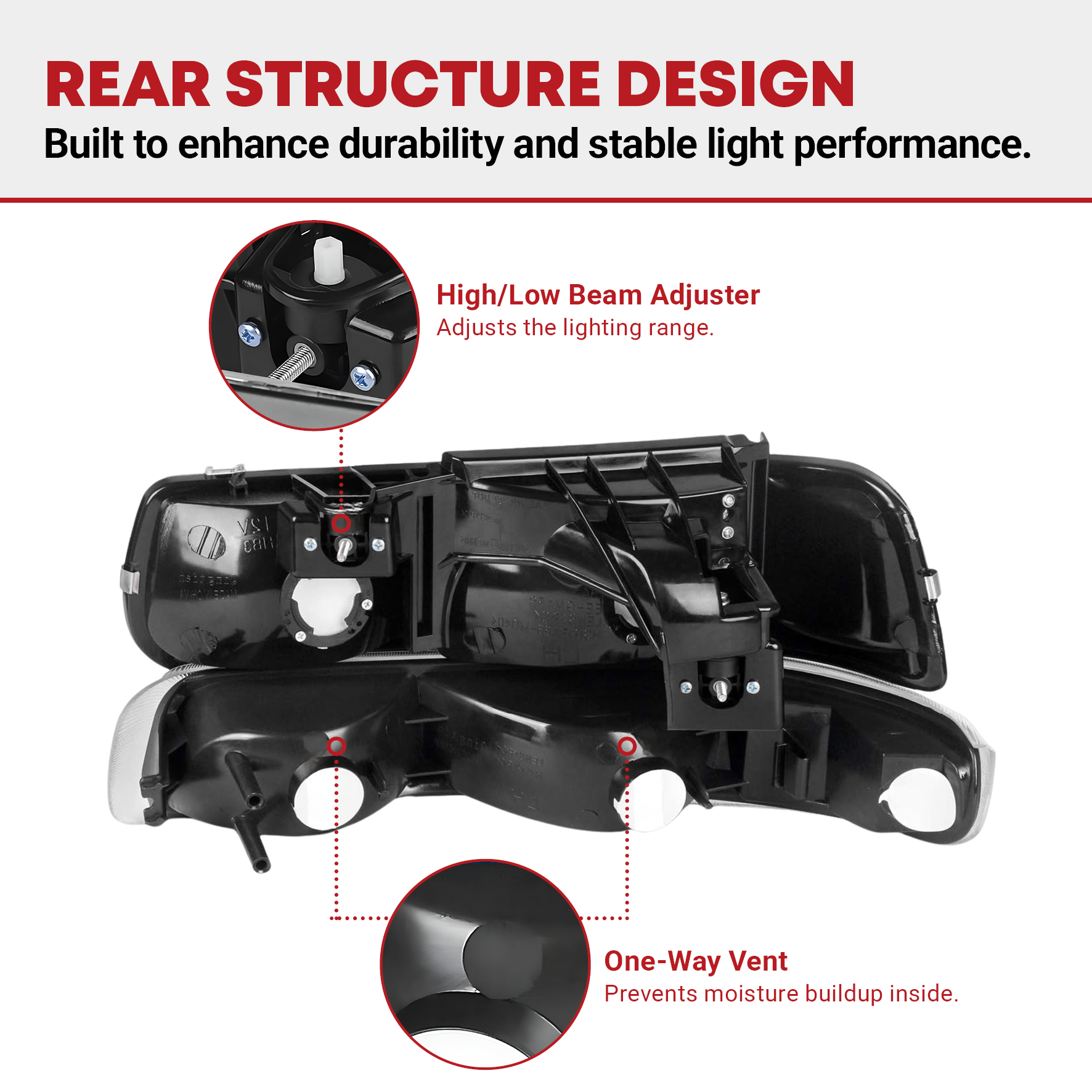 Side view of 1999-2002 Silverado LED Headlights Assembly for Headlight Replacement