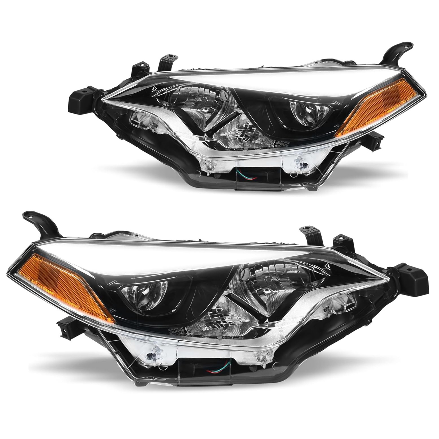 YITAMOTOR® Headlight Assembly Compatible with 2014 2015 2016 Toyota Corolla Replacement Headlamp Chrome Housing Left and Right Set