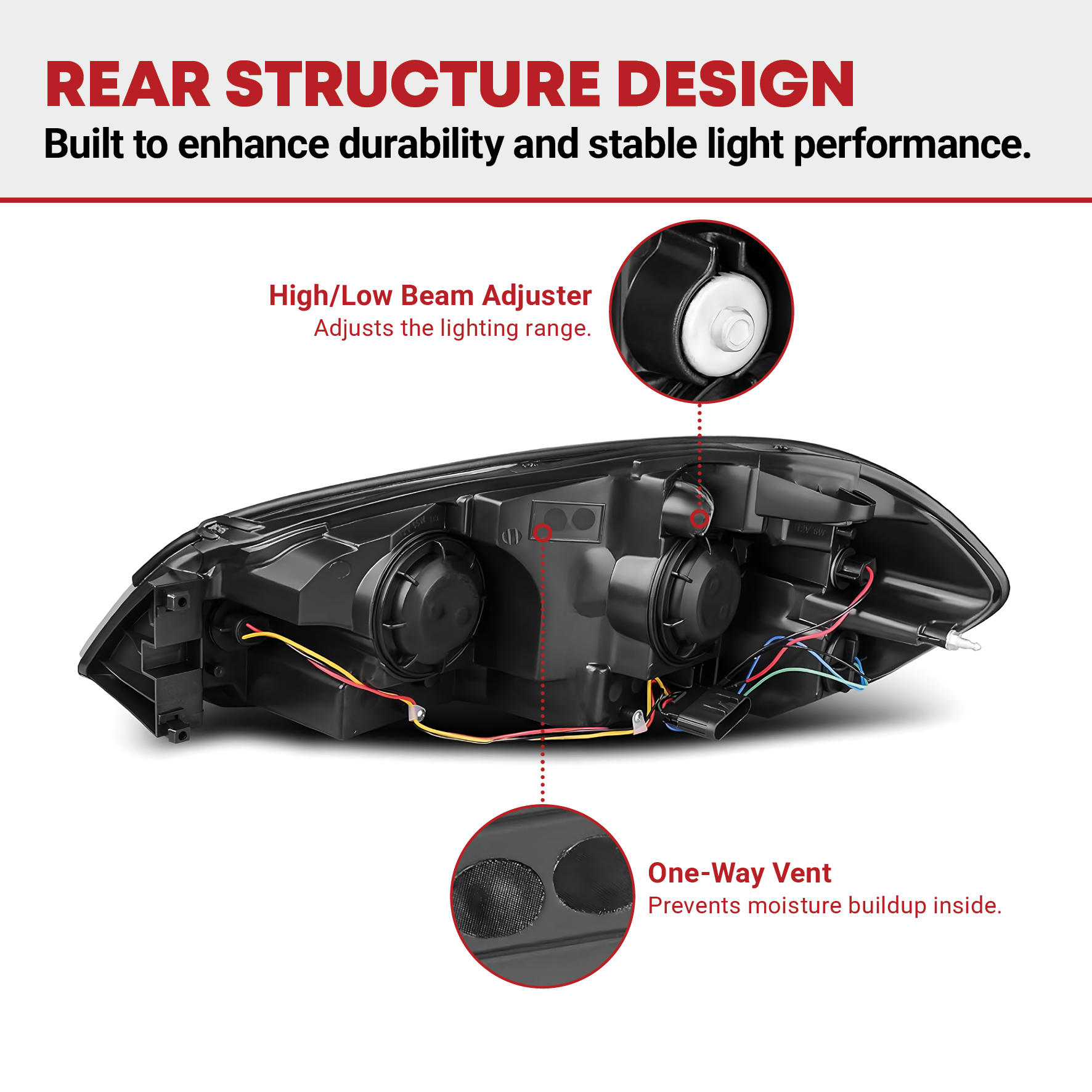 Side view of YITAMOTOR® 2006-2013 Chevy Impala / 2006 2007 Monte Carlo Headlights Assembly Smoke Lens Amber Reflector