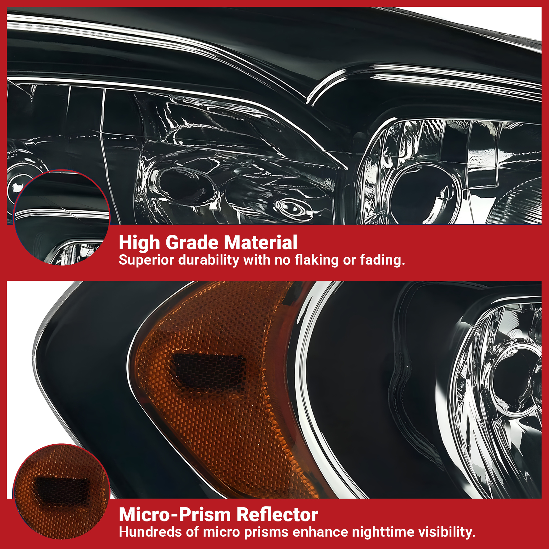 Side view of YITAMOTOR® 2006-2013 Chevy Impala / 2006 2007 Monte Carlo Headlights Assembly Smoke Lens Amber Reflector