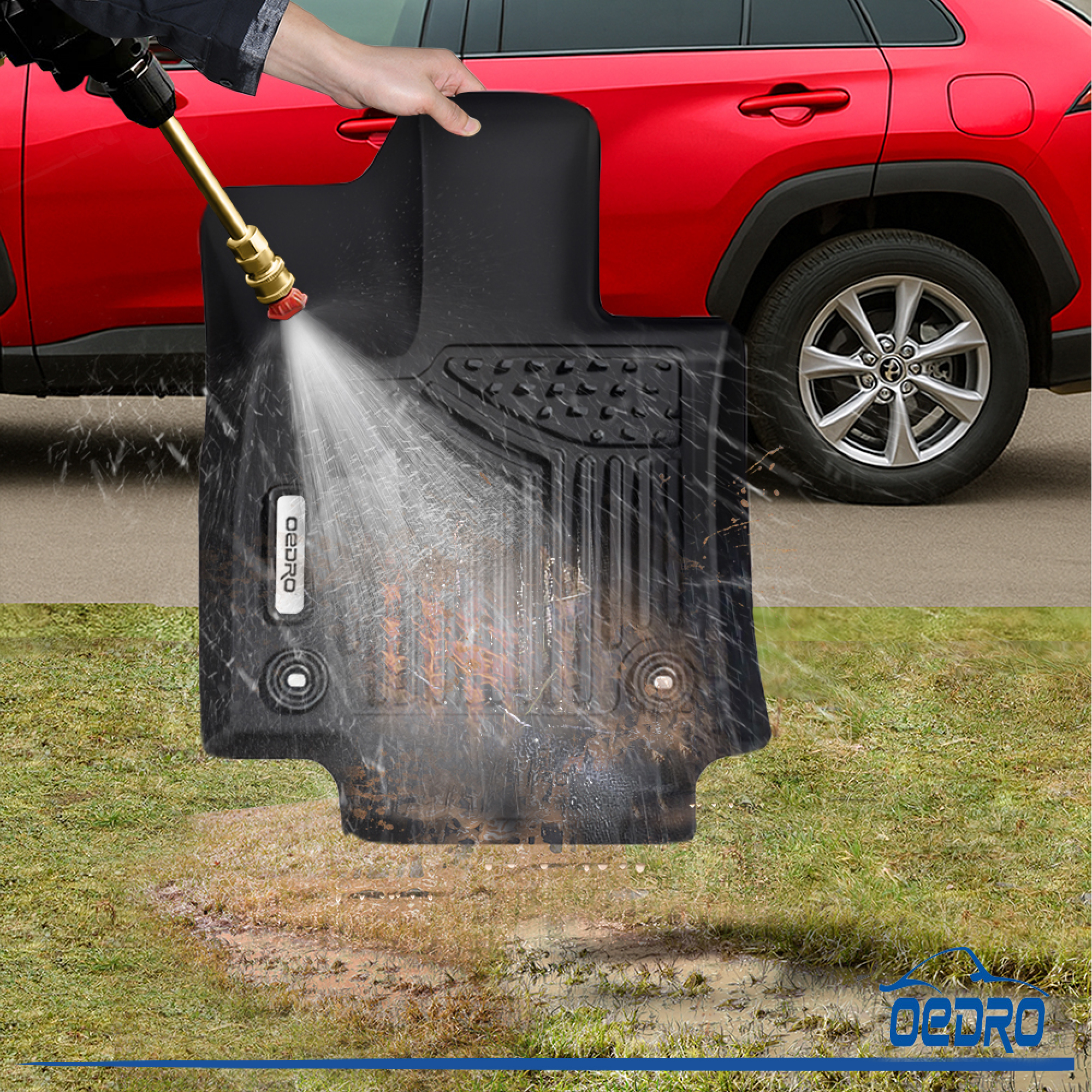 Side view of Floor Mats for Toyota RAV4 2019-2025(Not fit to Hybrid ), Compatible with All Weather RAV4 Floor Liners Full Set Cargo Liner Backrest Mats Floor Mats