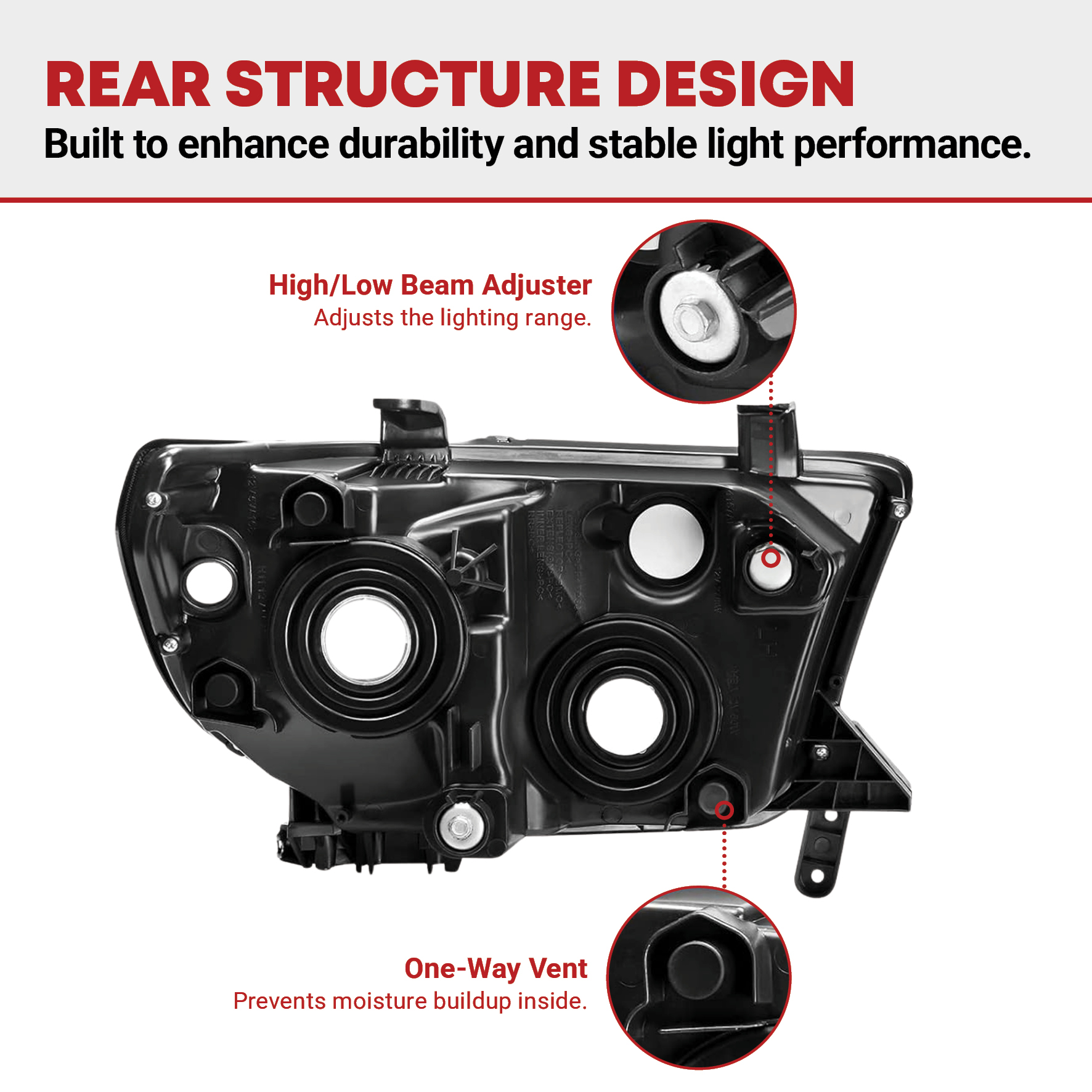 Side view of YITAMOTOR® Headlight Assembly for 2007-2013 Toyota Tundra 2008-2017 Sequoia Black Smoke Lens Lamps