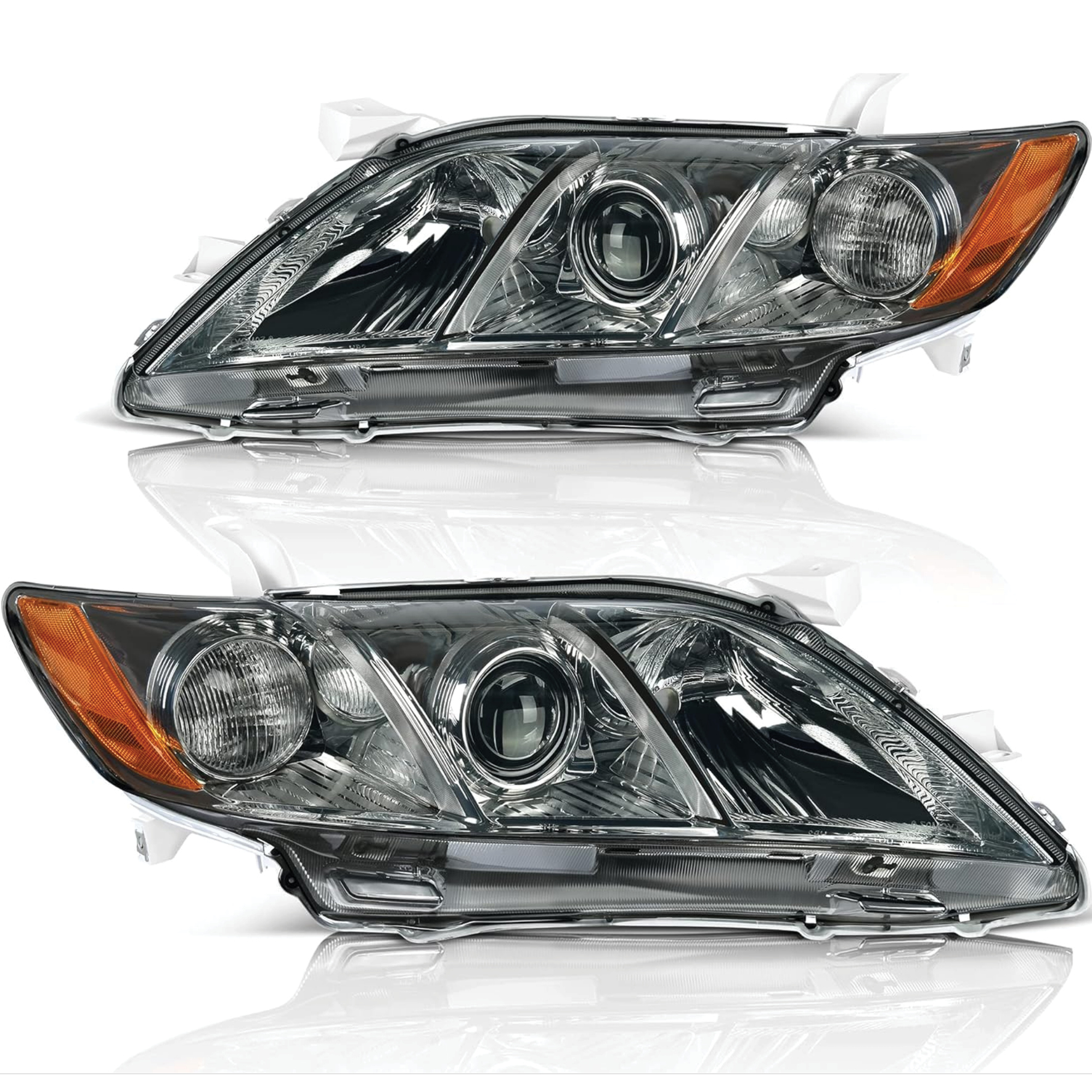 YITAMOTOR® 2007-2009 Toyota Camry Headlight Assembly Not Fit Hybrid Model Projector Chrome Housing Smoke Lens-image-OE-YTLLHL-2204