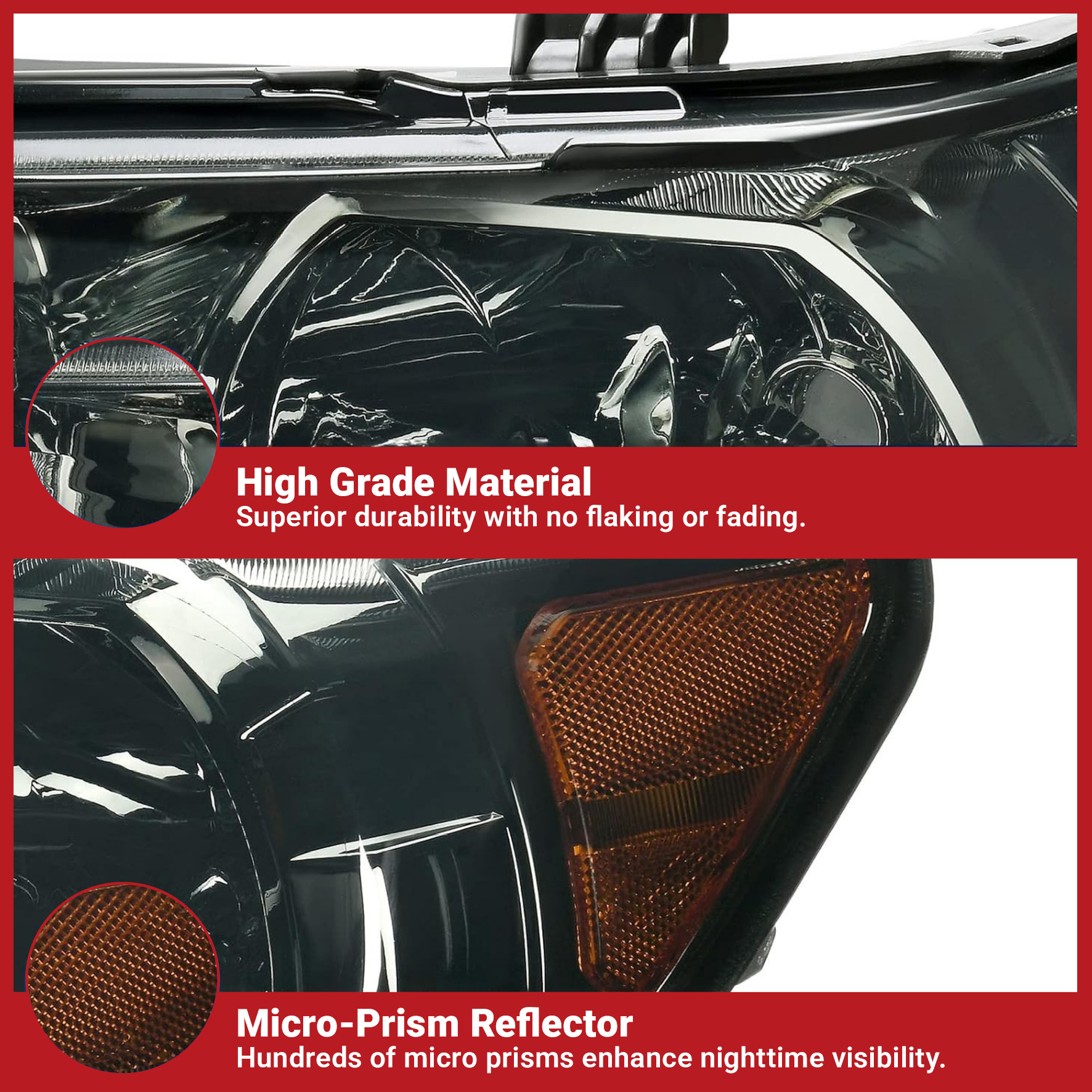 Side view of YITAMOTOR® Headlight Assembly for 2007-2013 Toyota Tundra 2008-2017 Sequoia Black Smoke Lens Lamps