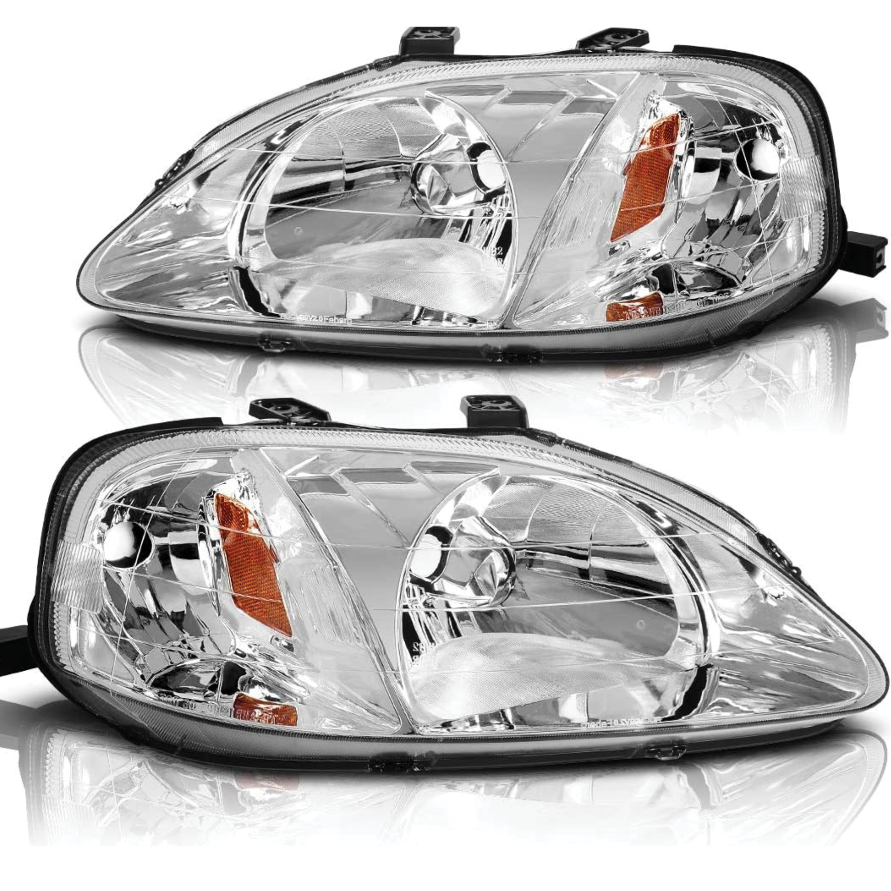 YITAMOTOR® Headlight Assembly Compatible with 1999 2000 Honda Civic Chrome Housing Headlamp 33151-S01-A02 33101-S01-A02-image-OE-YTLLHL-1079