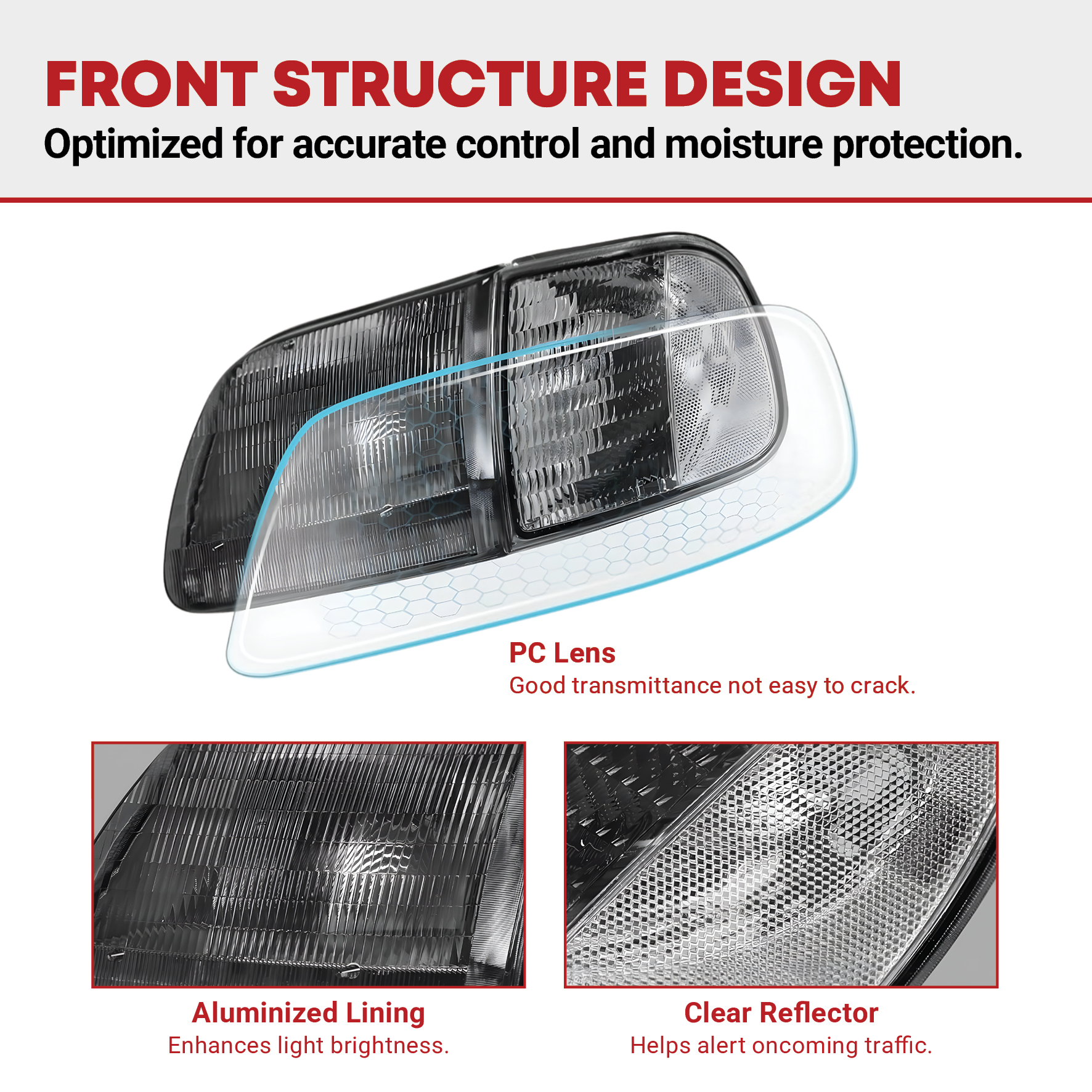 Side view of YITAMOTOR® 97-03 Ford F-150 / 97-02 Ford Expedition Pickup Headlight Assembly Black Housing Smoke Lens