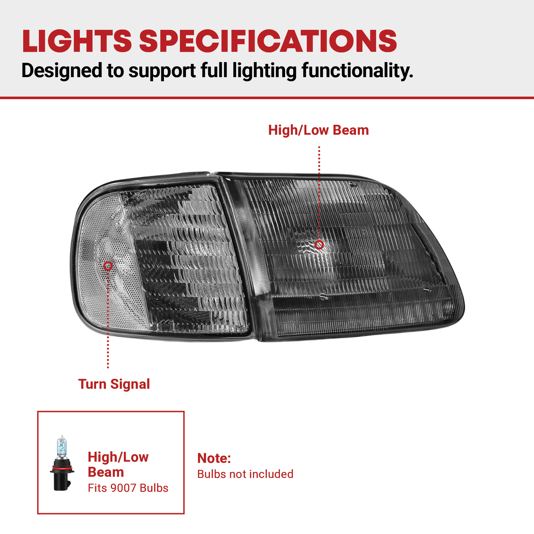 Side view of YITAMOTOR® 97-03 Ford F-150 / 97-02 Ford Expedition Pickup Headlight Assembly Black Housing Smoke Lens