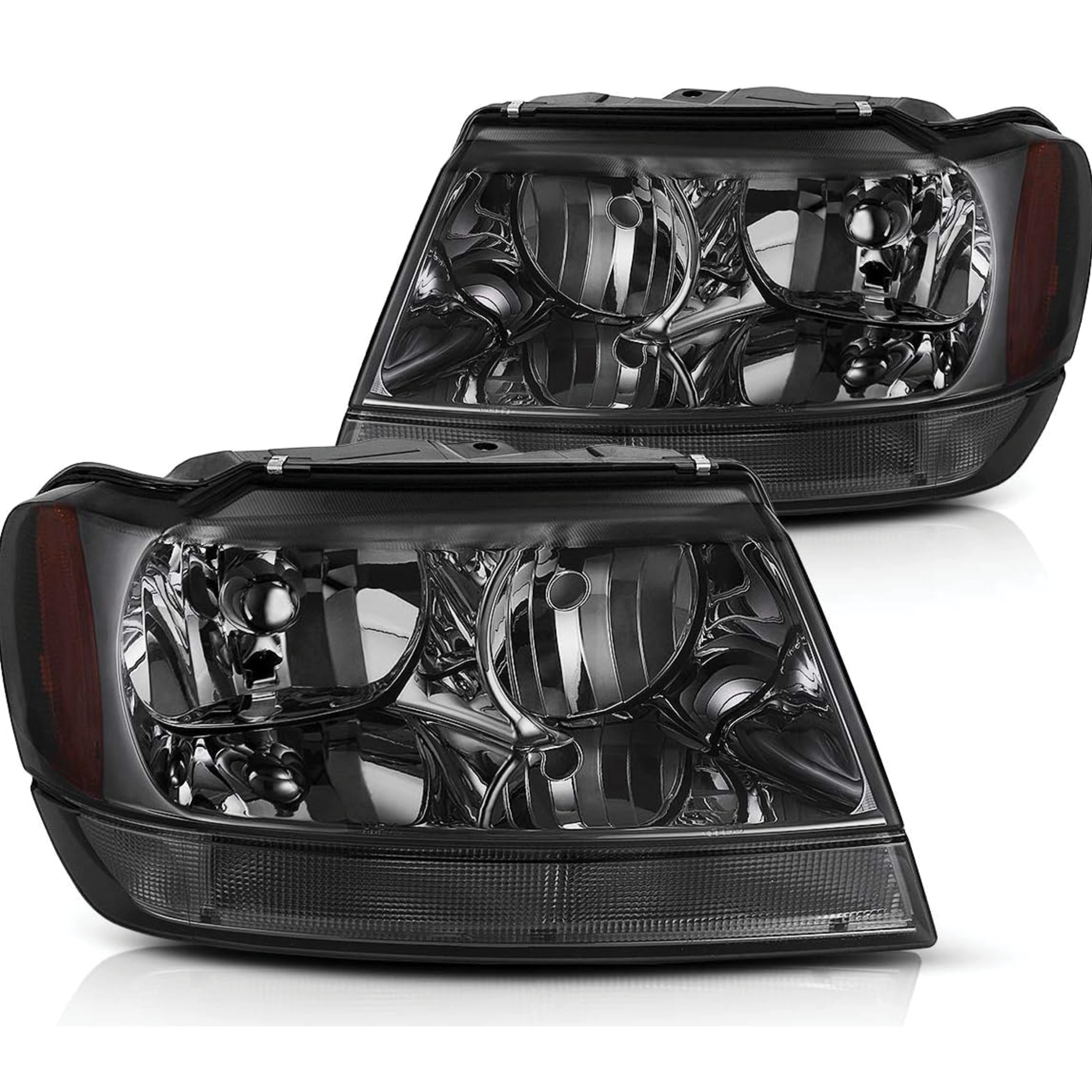 YITAMOTOR® Headlights Assembly Compatible with 1999 2000 2001 2002 2003 2004 Grand Cherokee Replacement OE Headlamp Amber Reflector Smoke Lens Driver-image-OE-YTLLHL-2016