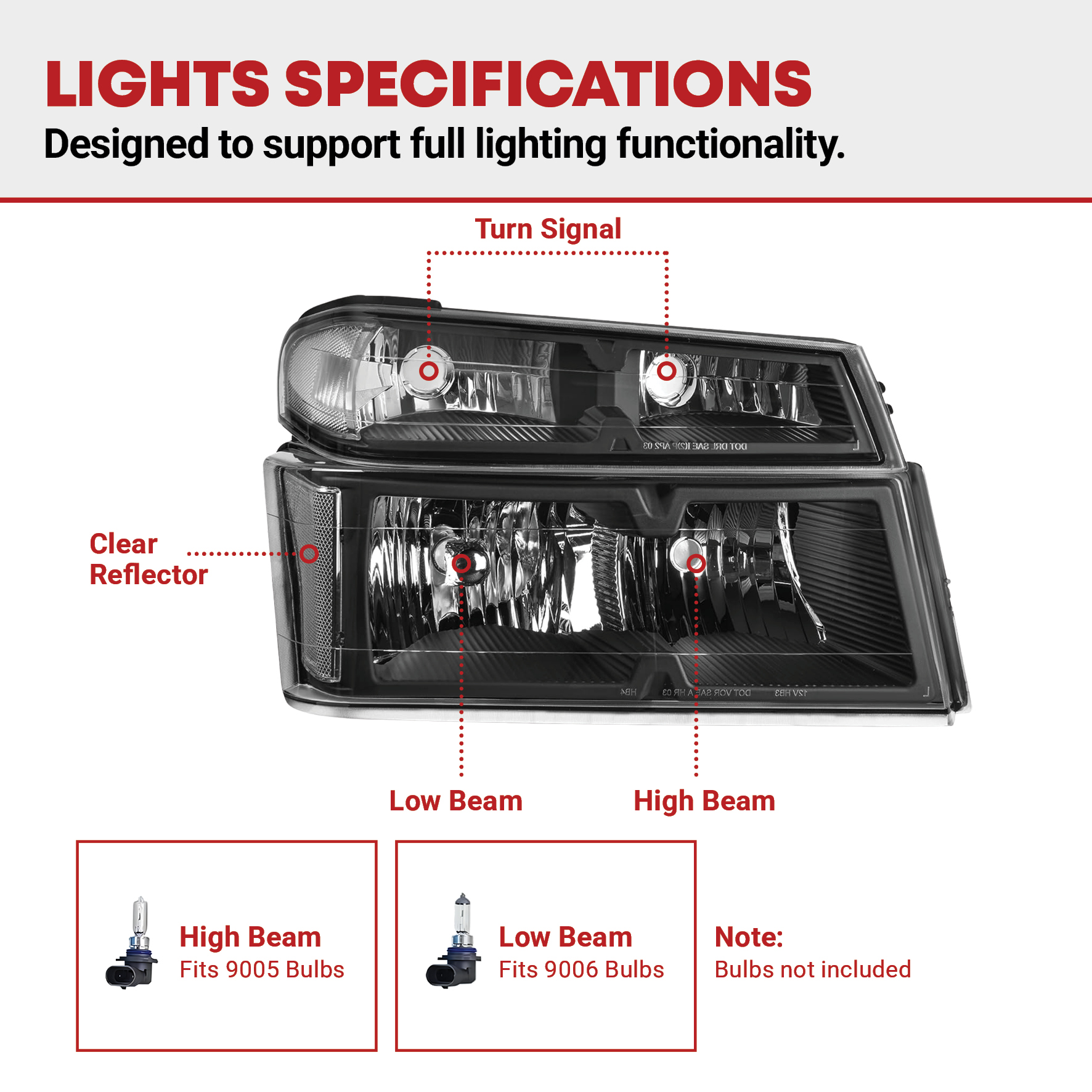 Side view of YITAMOTOR® 2004-2012 Chevy Colorado/ 04-12 GMC Canyon / 2006-2008 Isuzu i-Series Headlight Assembly Black Housing